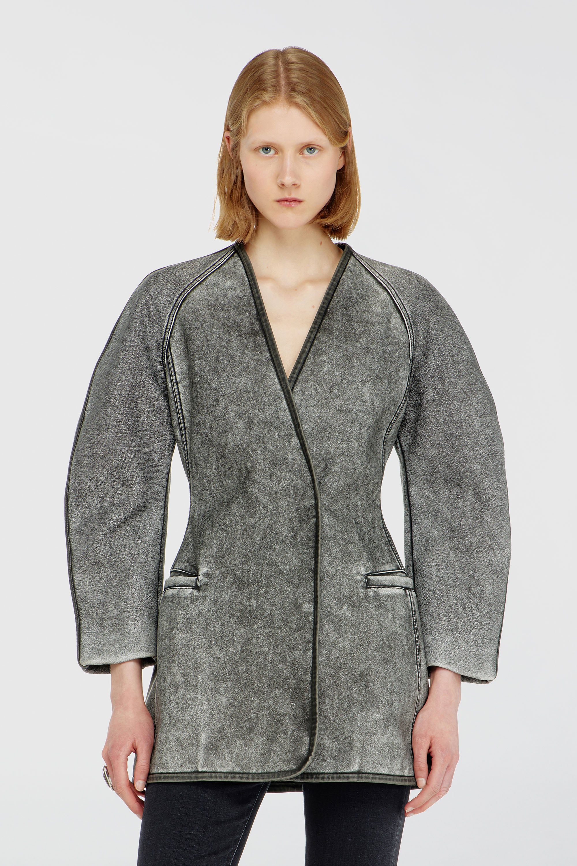 Diesel - G-ALAX, Chaqueta c&aacute;rdigan con mangas tipo capullo Mujer in Gris - 1