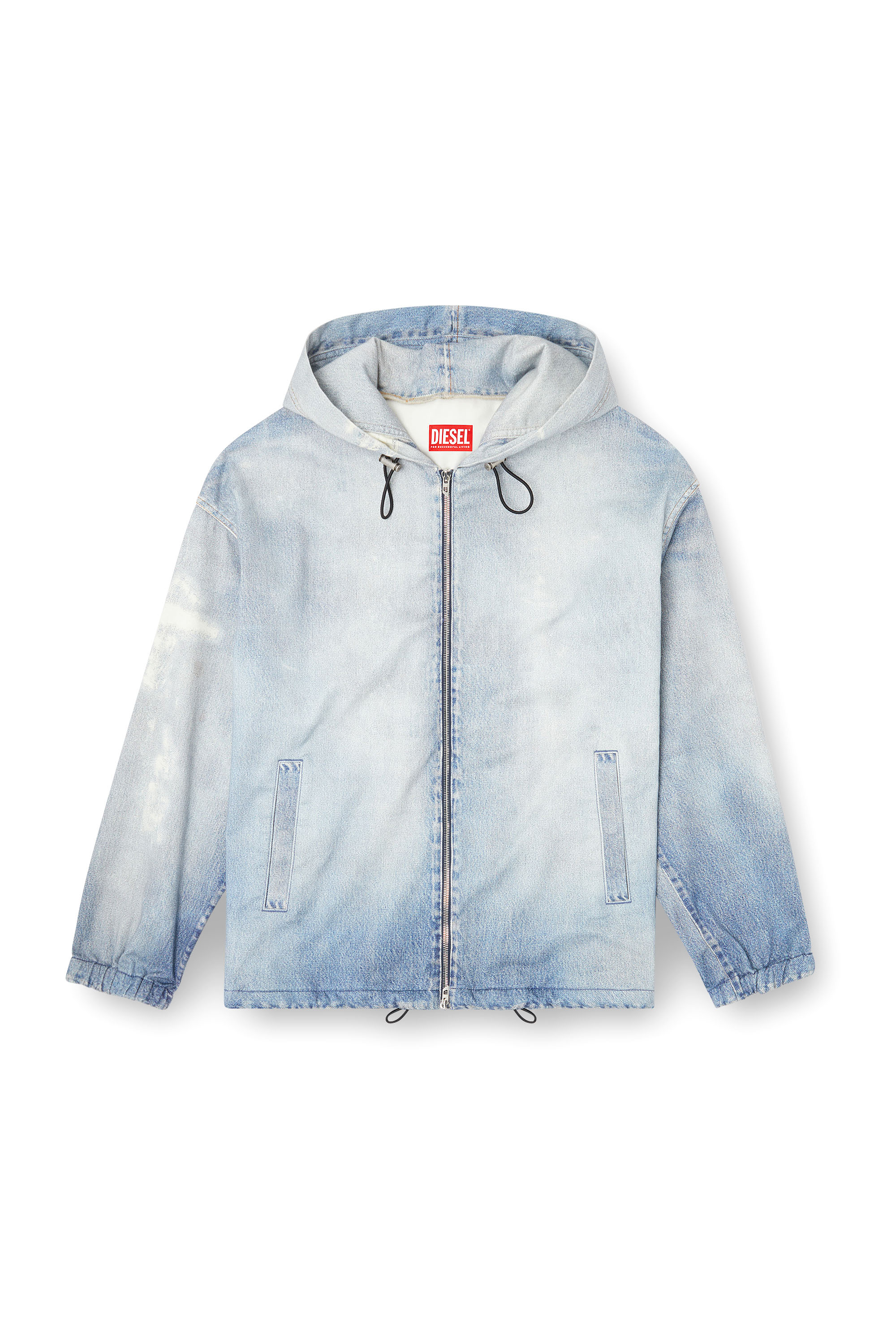 Diesel - D-WYNNY JOGG, Chaqueta con capucha de JoggJeans estampado con efecto desteñido Hombre in Azul marino - 3