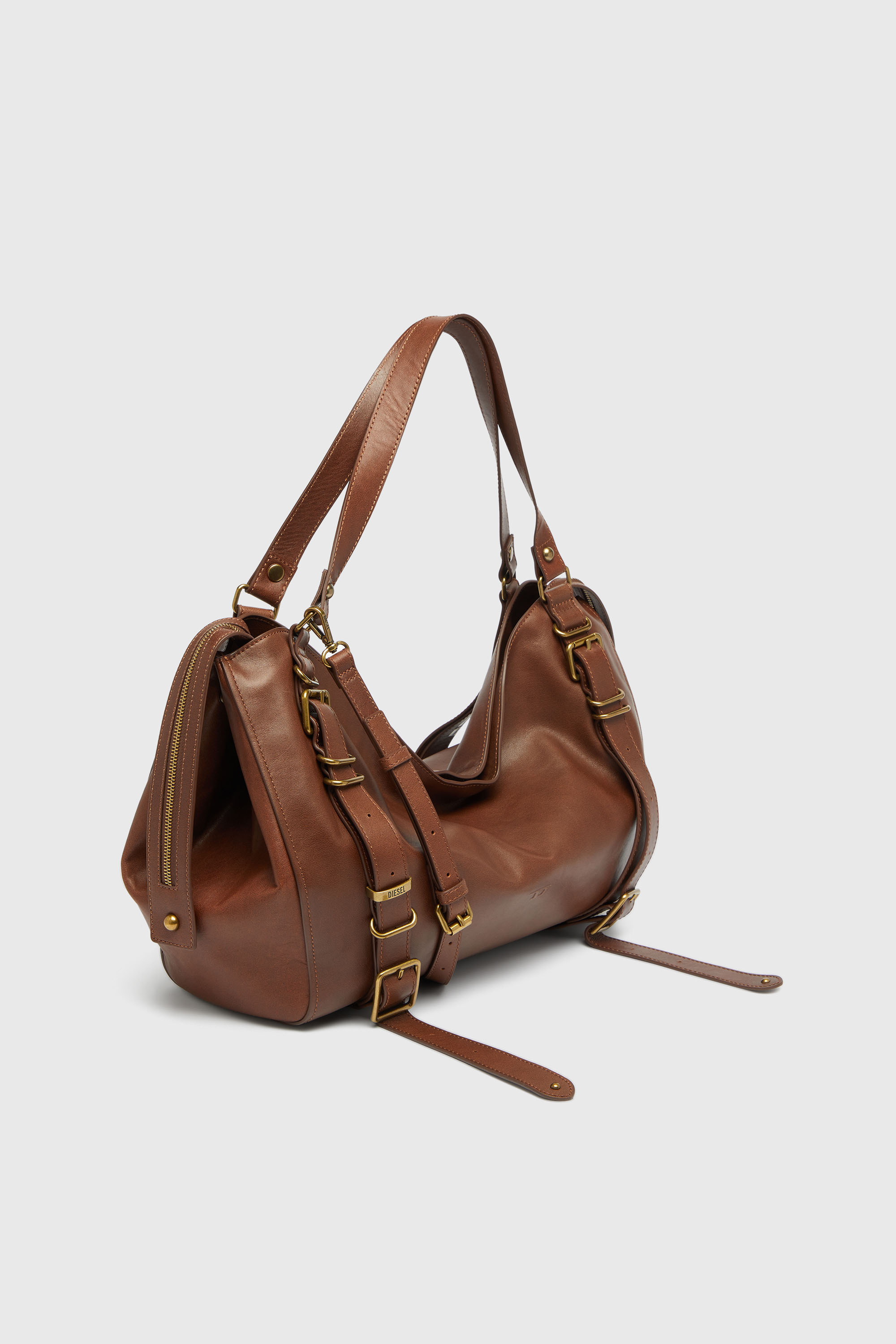 Diesel - D-ONE TOPHANDLE L, D-One-Bolso large con asa superior de piel tratada Unisex in Marr&oacute;n - 5