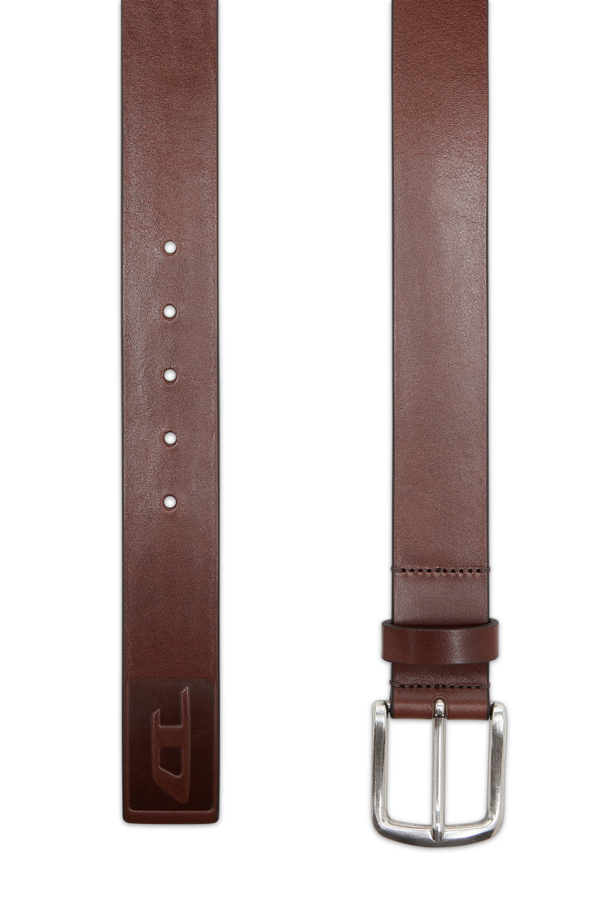 Diesel - B-FLAG-D EMBOSSED, Cintur&oacute;n 4 cm de cuero con logo grabado Hombre in Marr&oacute;n - 2