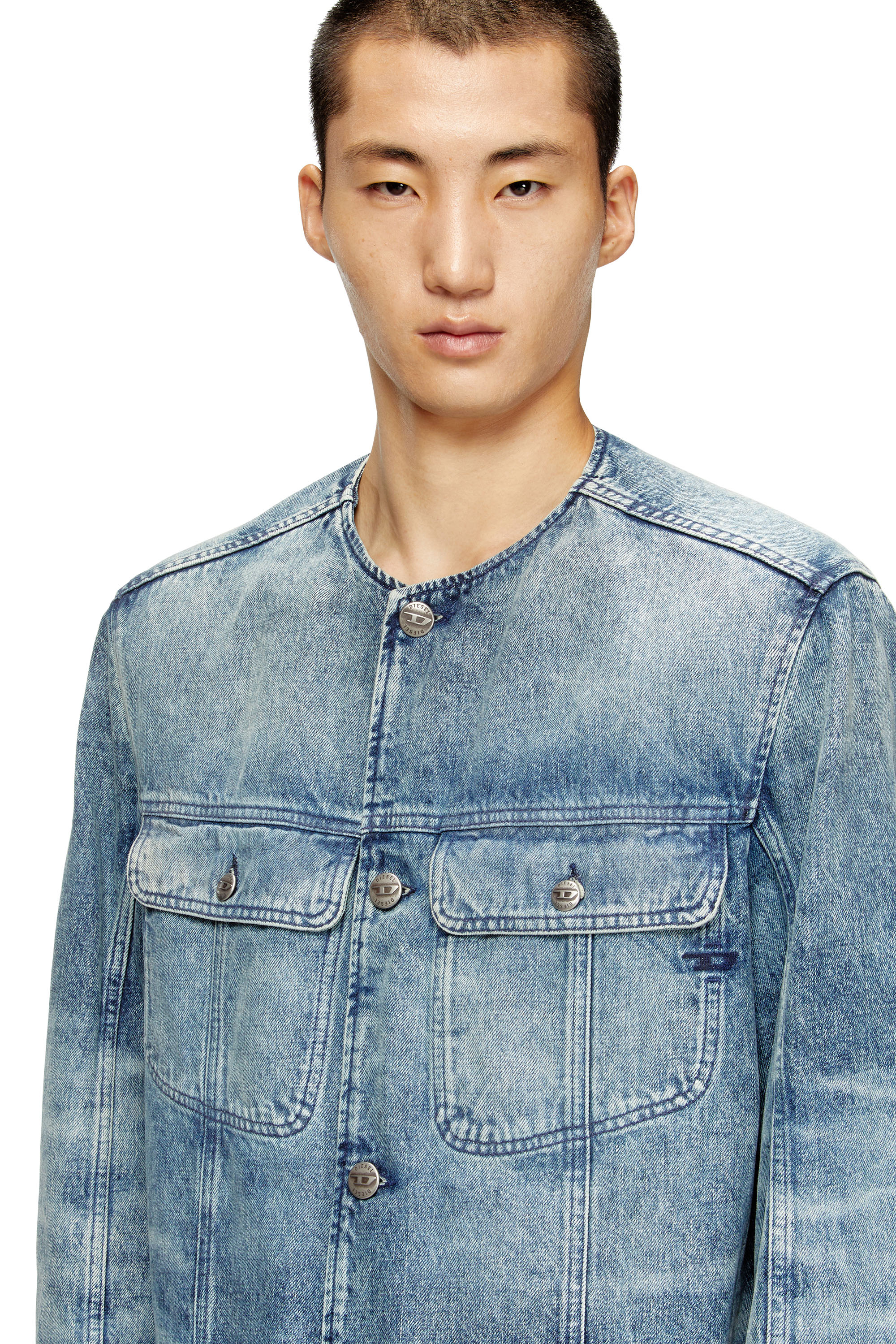 Diesel - D-ABERD-FSH1, Abrigo de denim de algodón y cáñamo grabado con láser Hombre in Azul marino - 5