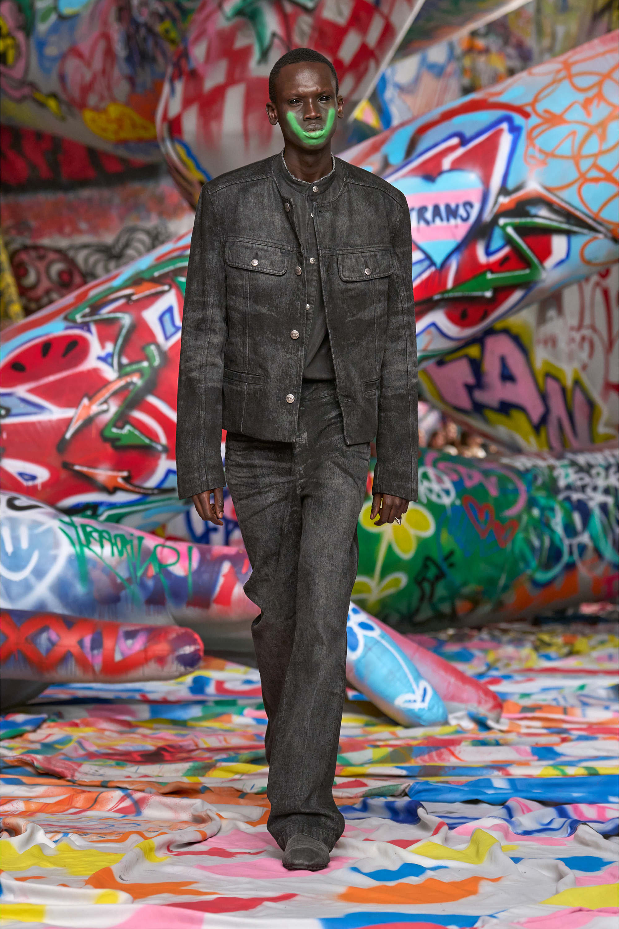 Diesel - D-ABERDEEN-FSH2, Chaqueta de denim de algodón y cáñamo grabado con láser Hombre in Negro - 6