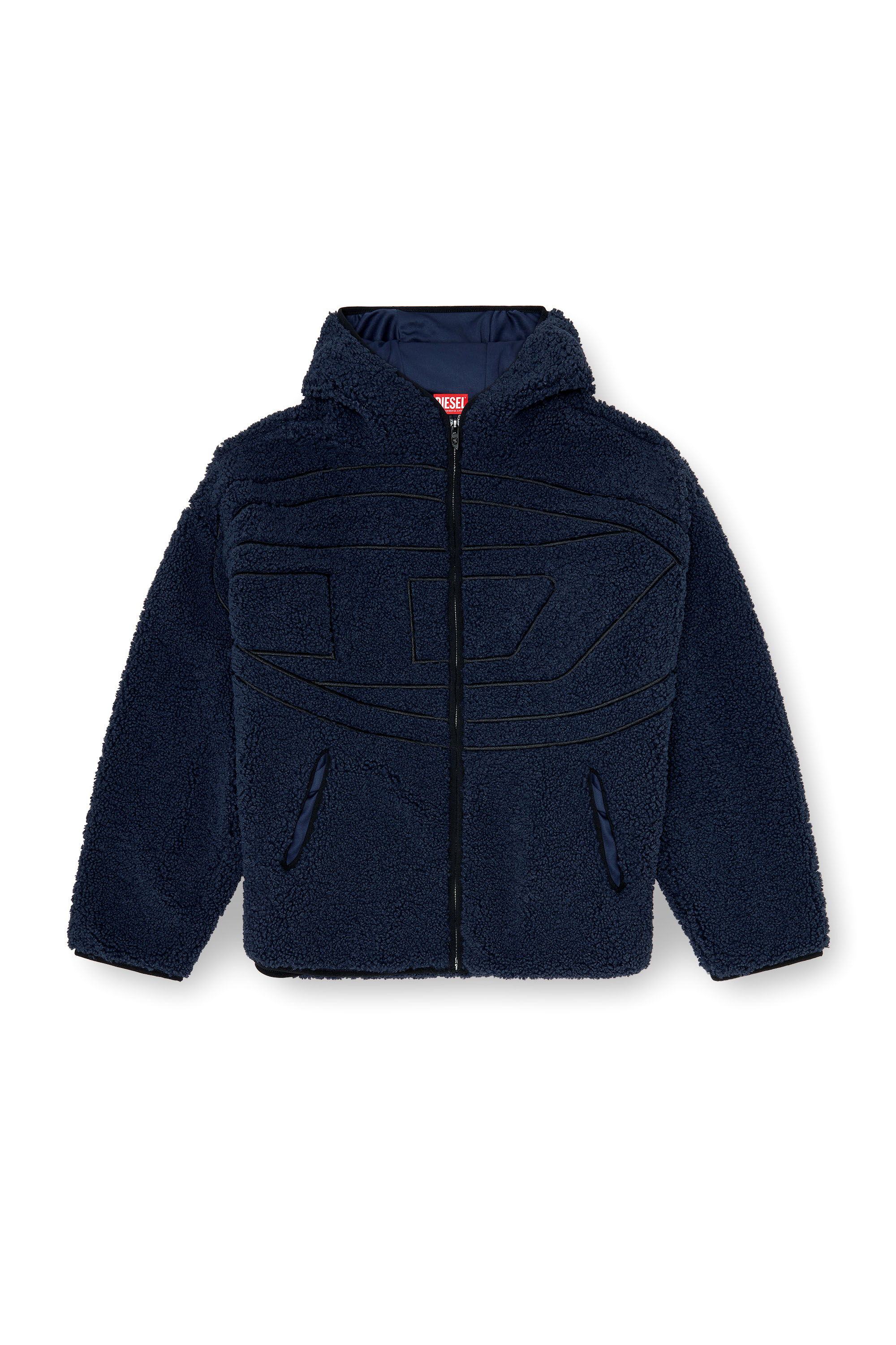 Diesel - S-ZAT, Sudadera de peluche con capucha Hombre in Azul marino - 3