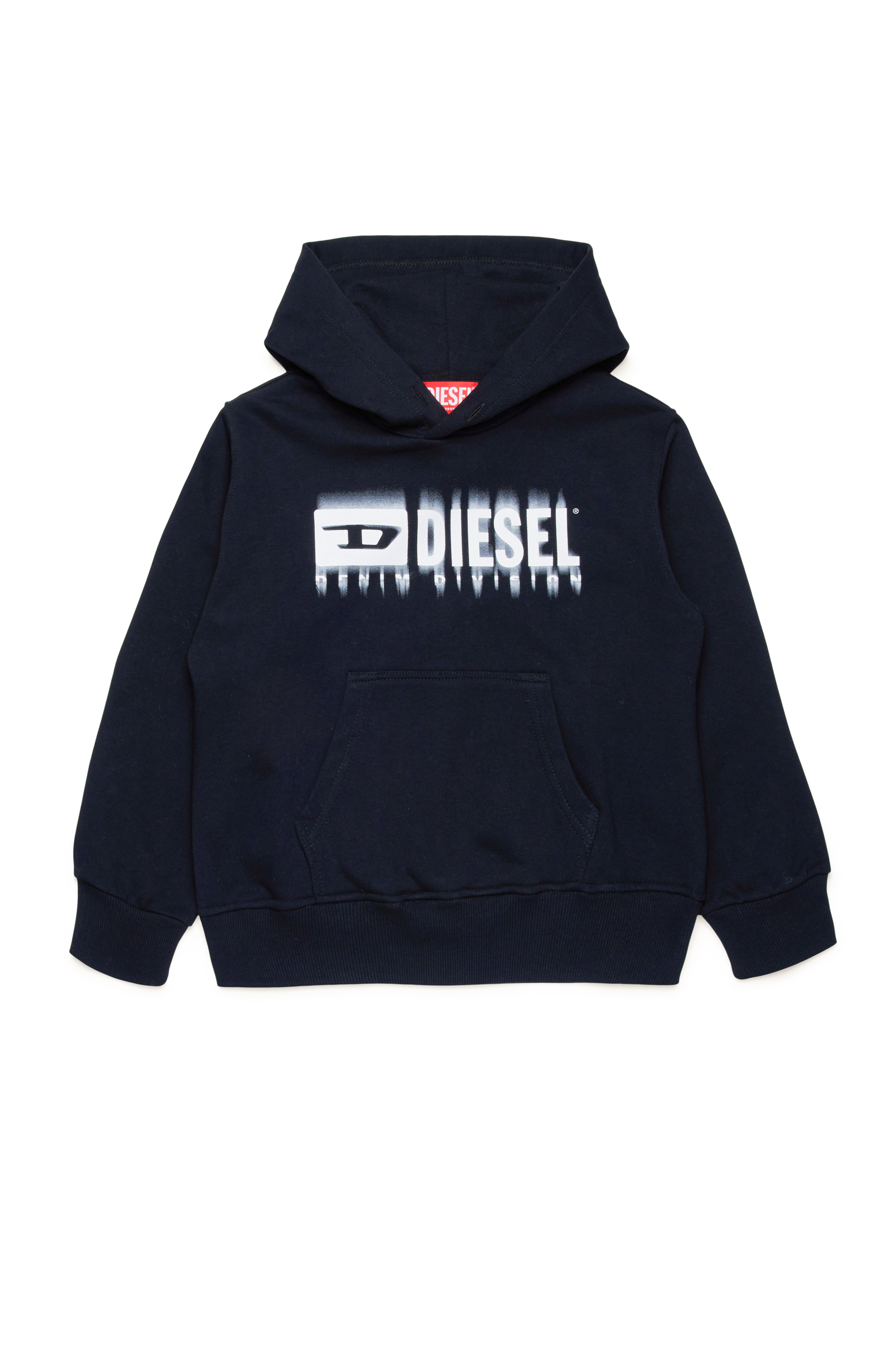 Diesel - SGINNHOODL5 OVER, Sudadera con capucha con logotipo manchado Hombre in Negro - 1