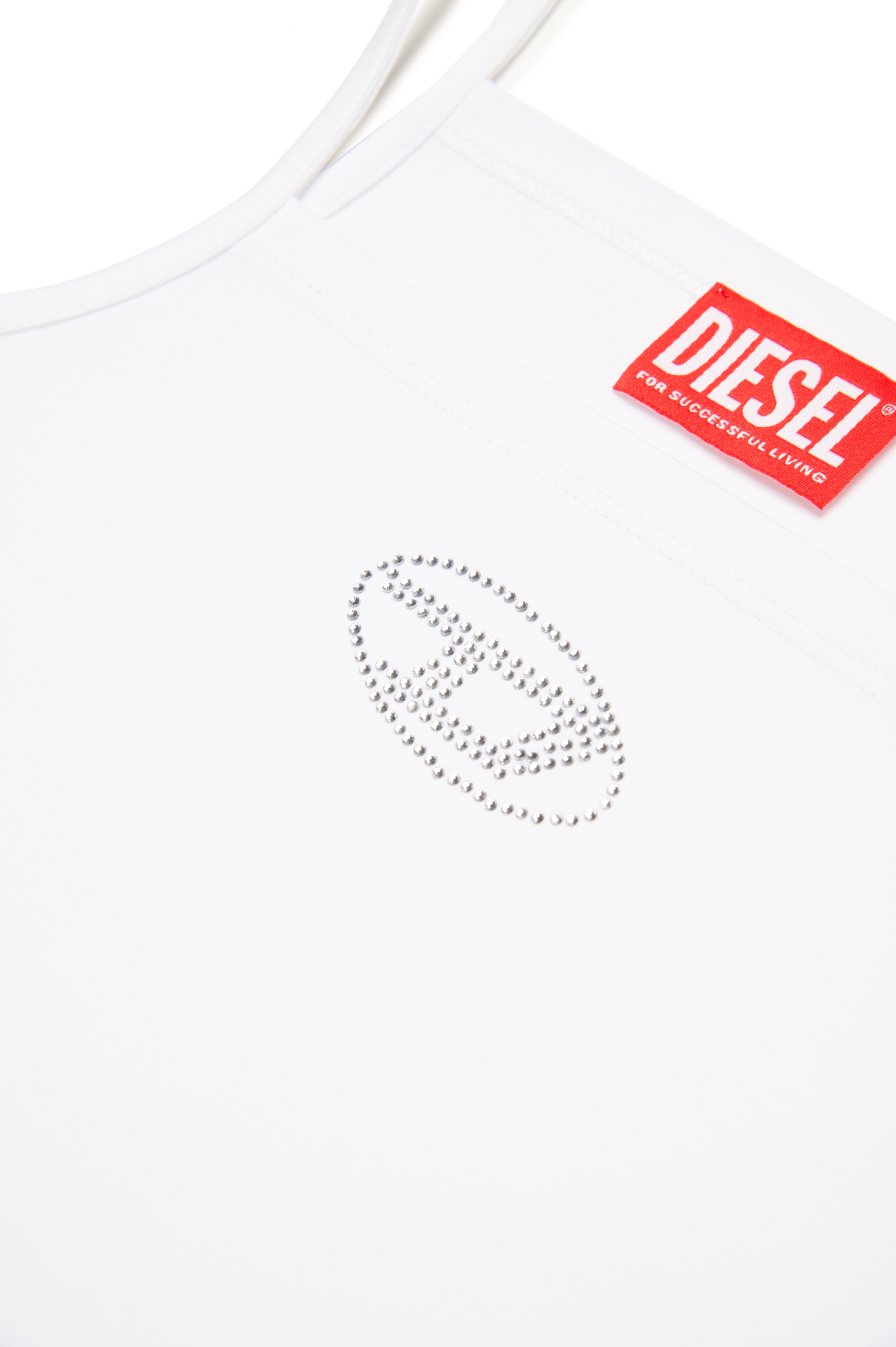 Diesel - TRIND, Top cami con logotipo Oval D de cristal Mujer in Blanco - 4