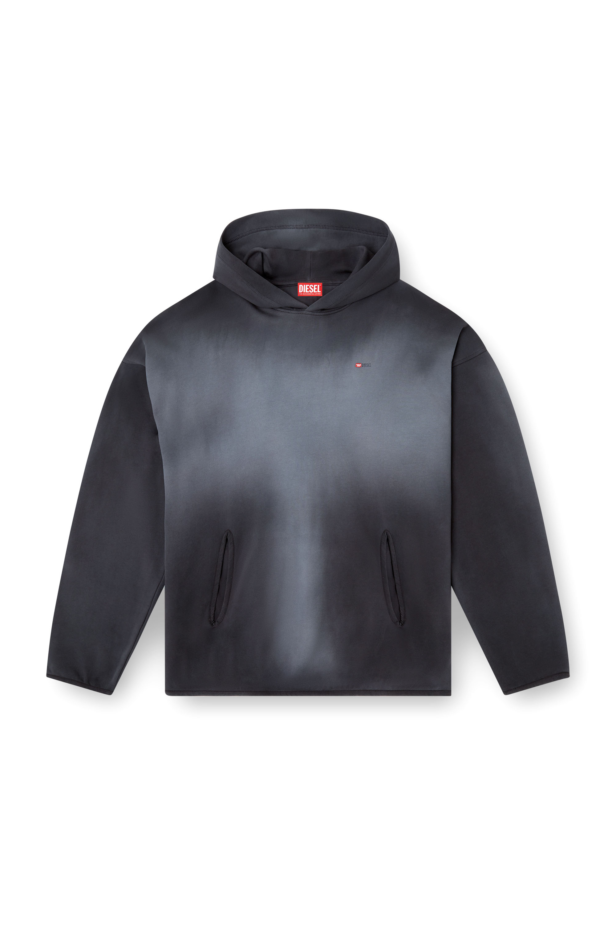 Diesel - S-EE-T1, Sudadera desteñida con capucha con logotipo micro Hombre in Negro - 3