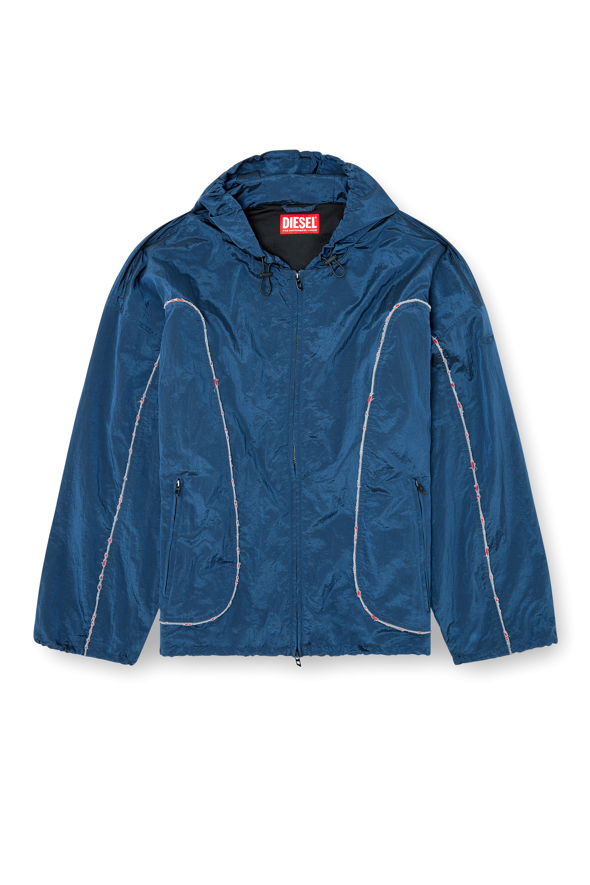 Diesel - J-ANTHEIT, Anorak con ribetes destruidos Hombre in Azul marino - 3