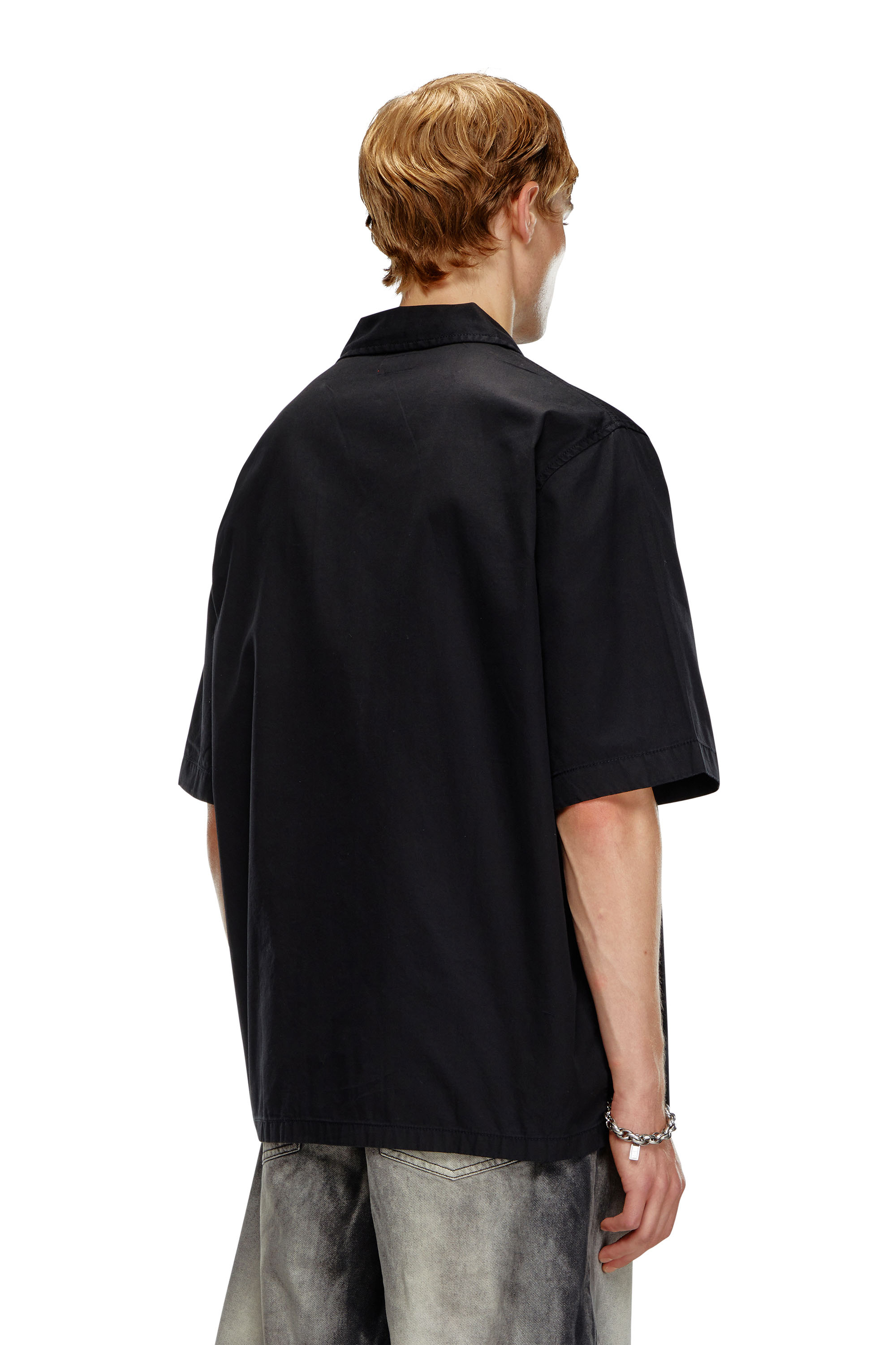 Diesel - S-STAN-BLEACH, Hombre Camisa de bolos con efecto descolorido in Negro - Image 4