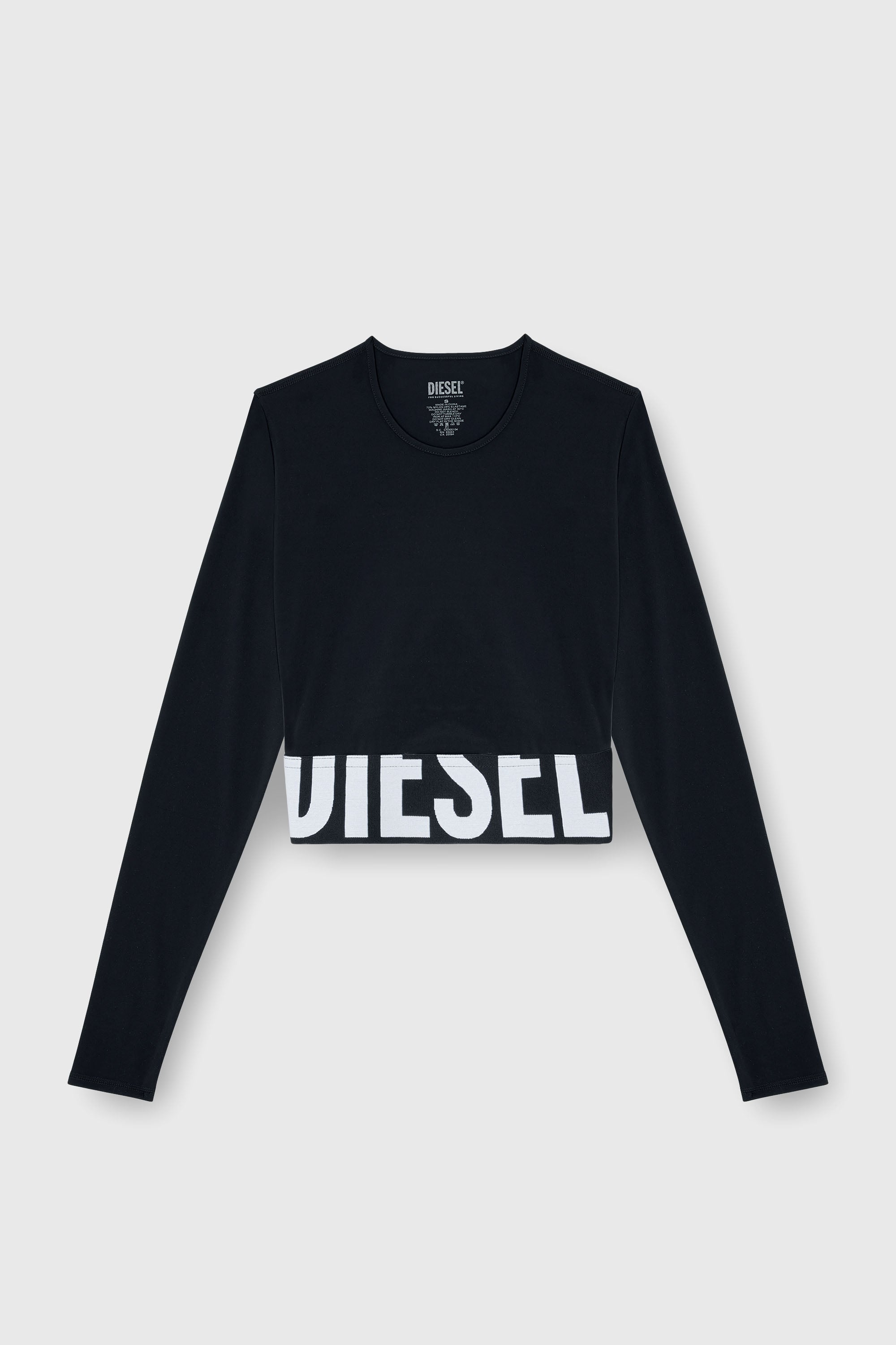 Diesel - MELISSA-D-POP, Top corto de microfibra con logotipo recortado Mujer in Negro - 2