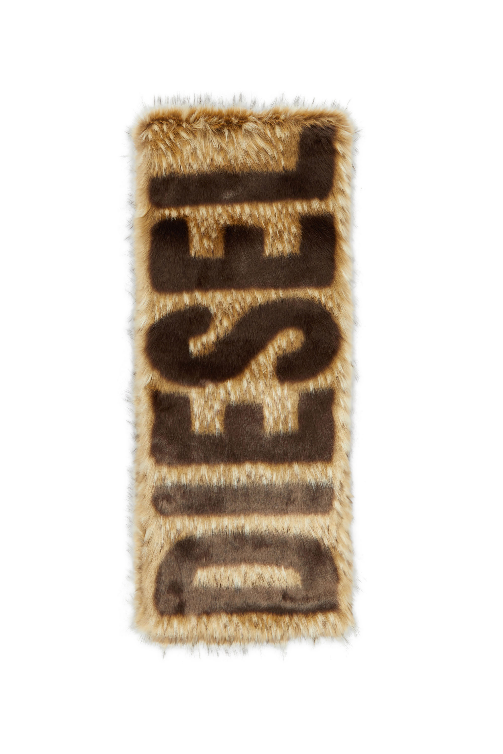 Diesel - S-ABER, Bufanda de felpa con logotipo de Diesel en jacquard Hombre in Marrón - 1