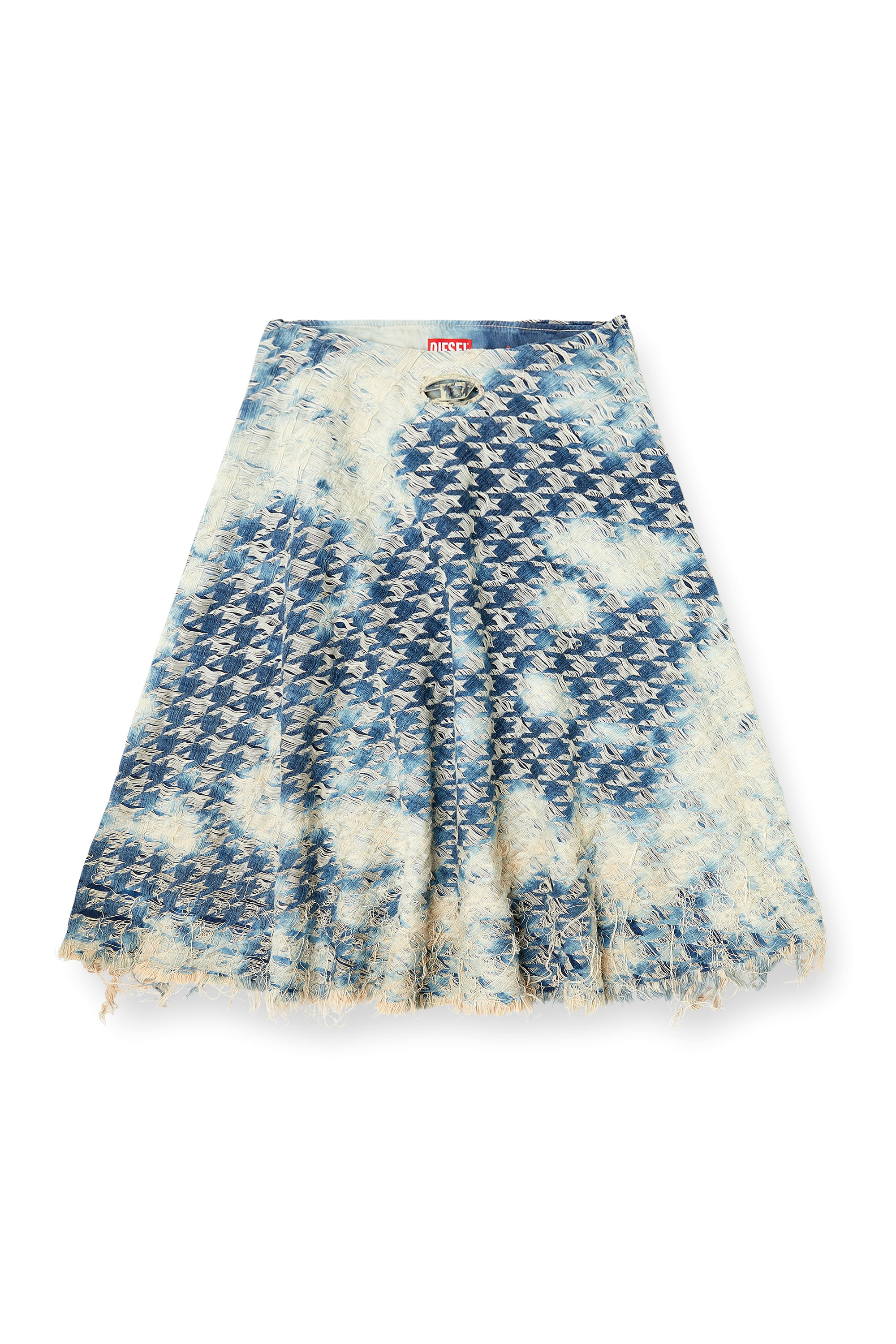 Diesel - DE-ANNET-FSH1, Falda midi en tejido denim con tejido de pata de gallo Mujer in Azul marino - 3