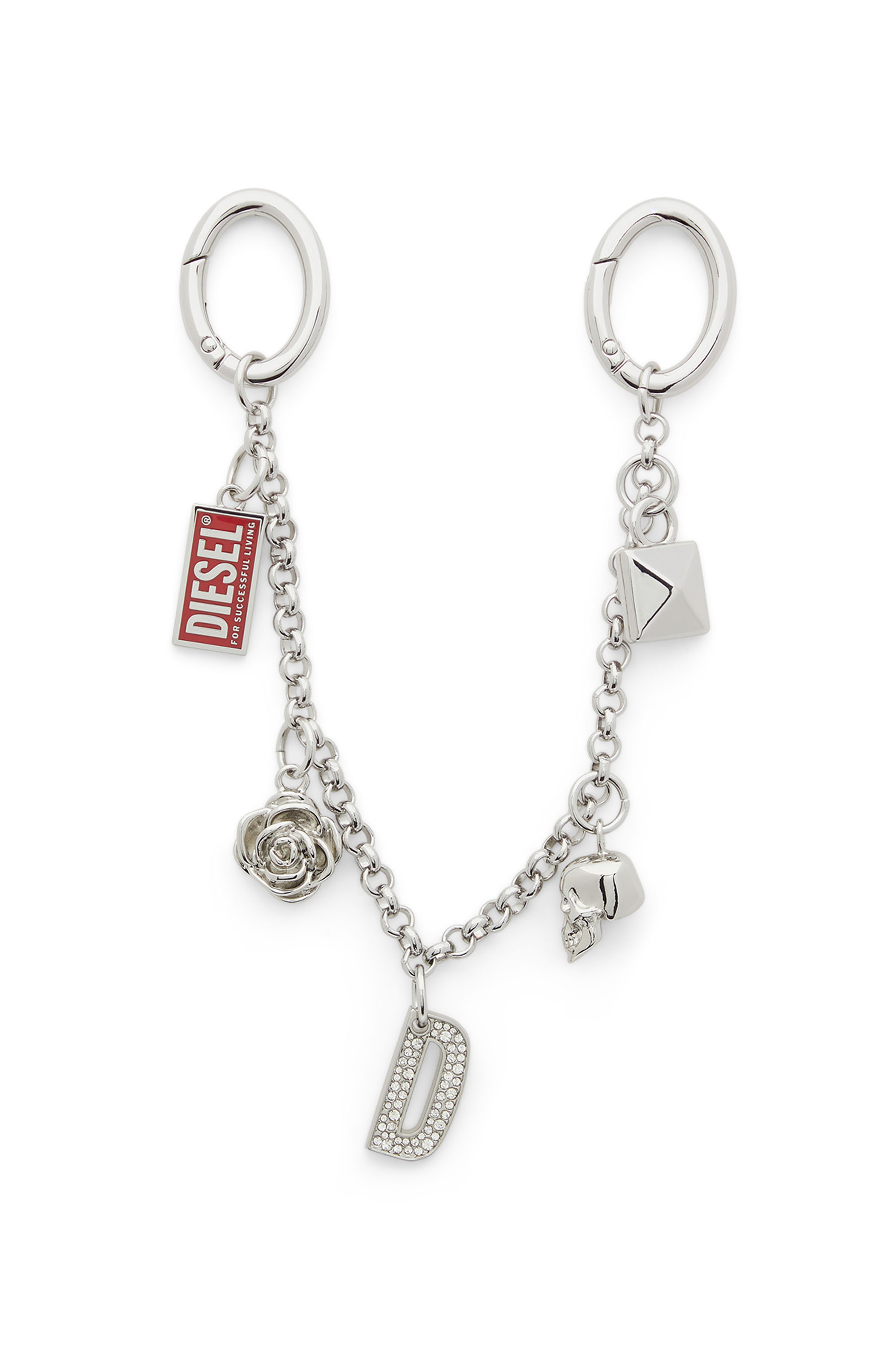 Diesel - CHAIN-D II S, Cadena met&aacute;lica con charms ic&oacute;nicos Mujer in Plateado - 1