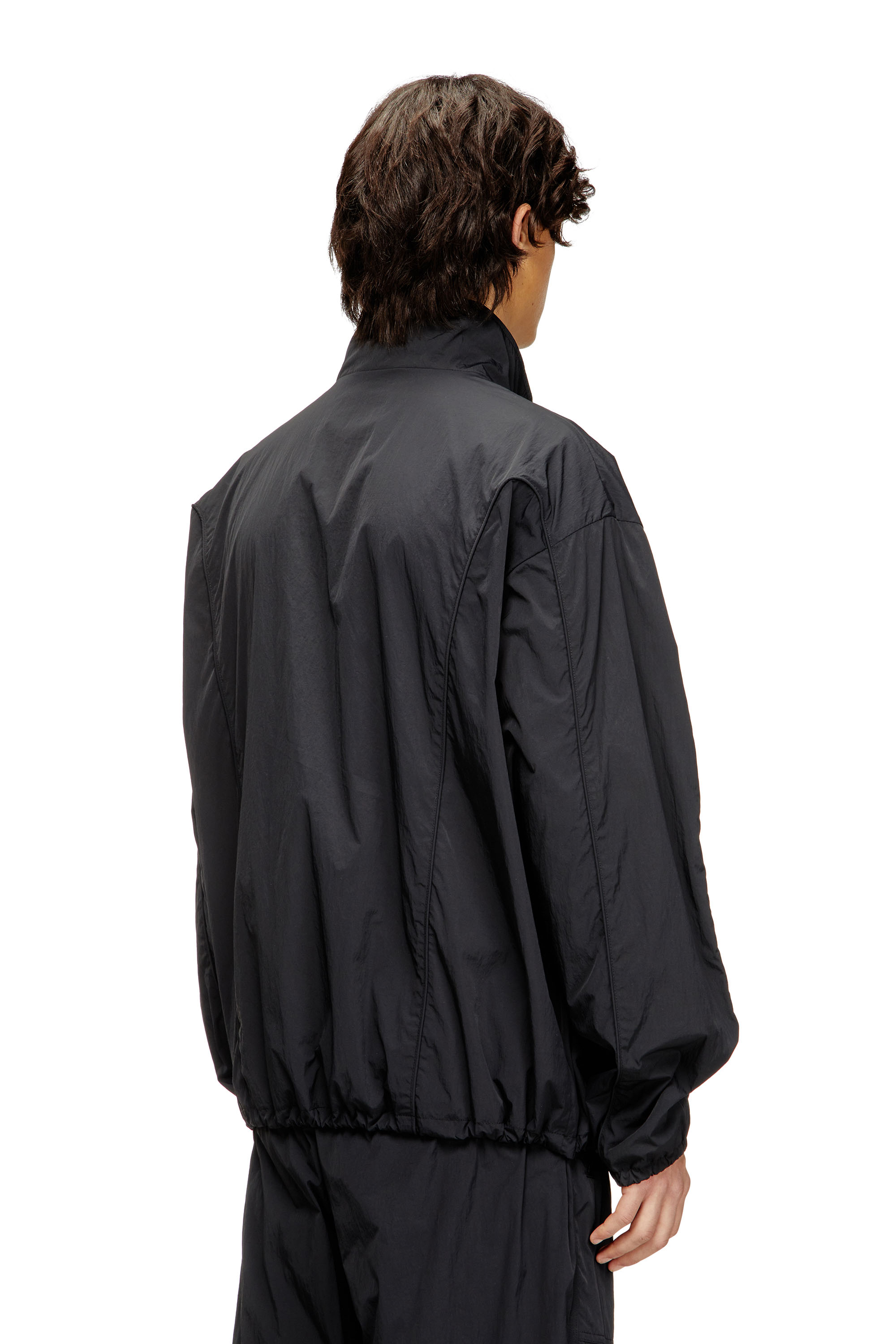 Diesel - J-FIVE-WRD-AKAD, Chaqueta de nailon arrugado con ribetes Hombre in Negro - 4