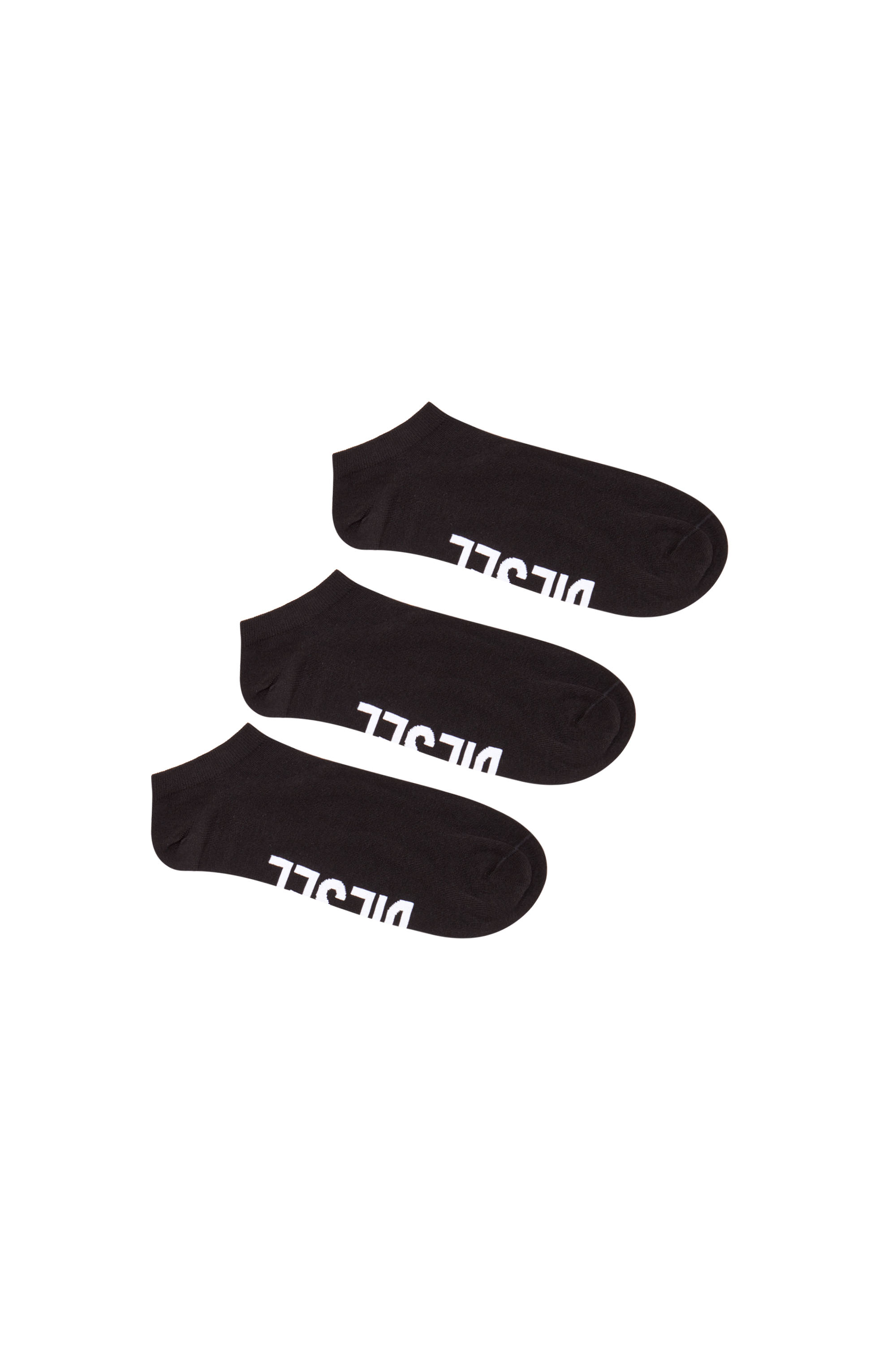 Diesel - SKM-GOST-THREEPACK, Paquete de 3 calcetines de corte bajo con logotipo en el arco Hombre in Negro - 1
