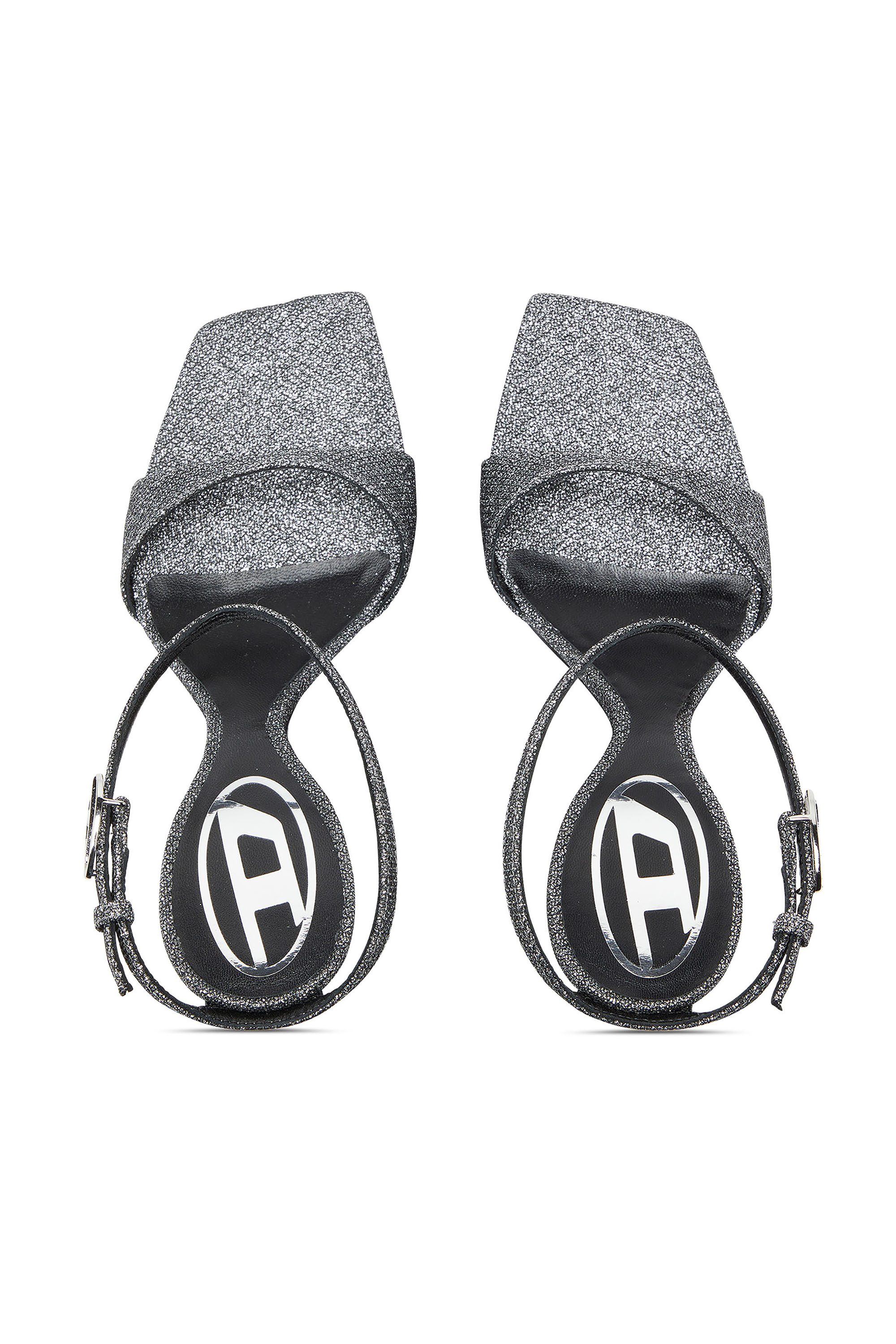 Diesel - D-AMBER SANDAL WEDGE, D-Amber-Sandalias de cu&ntilde;a en tejido Lurex Mujer in Plateado - 4