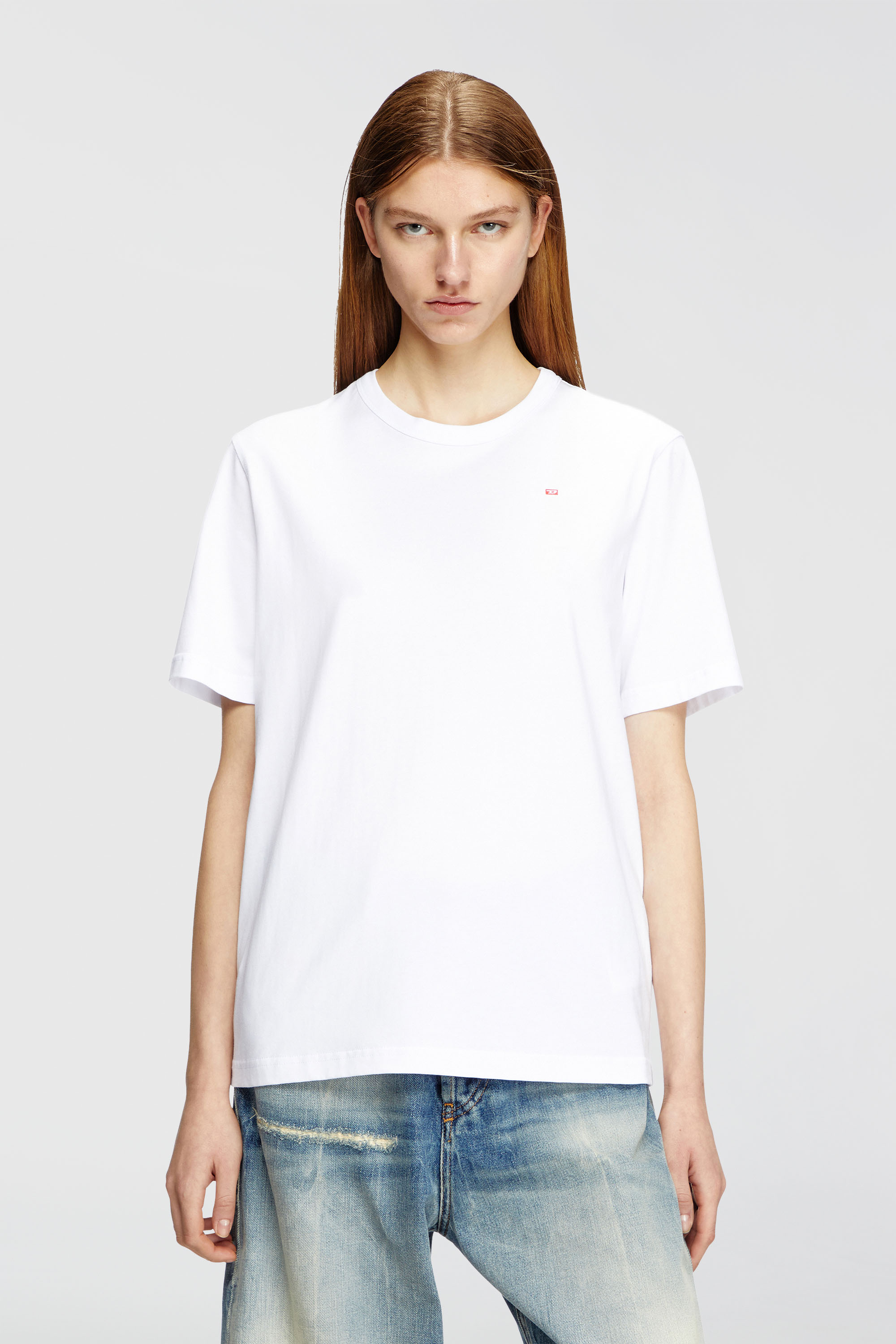 Diesel - T-ADJUST-MICRODIV, Camiseta con logotipo peque&ntilde;o bordado Unisex in Blanco - 1