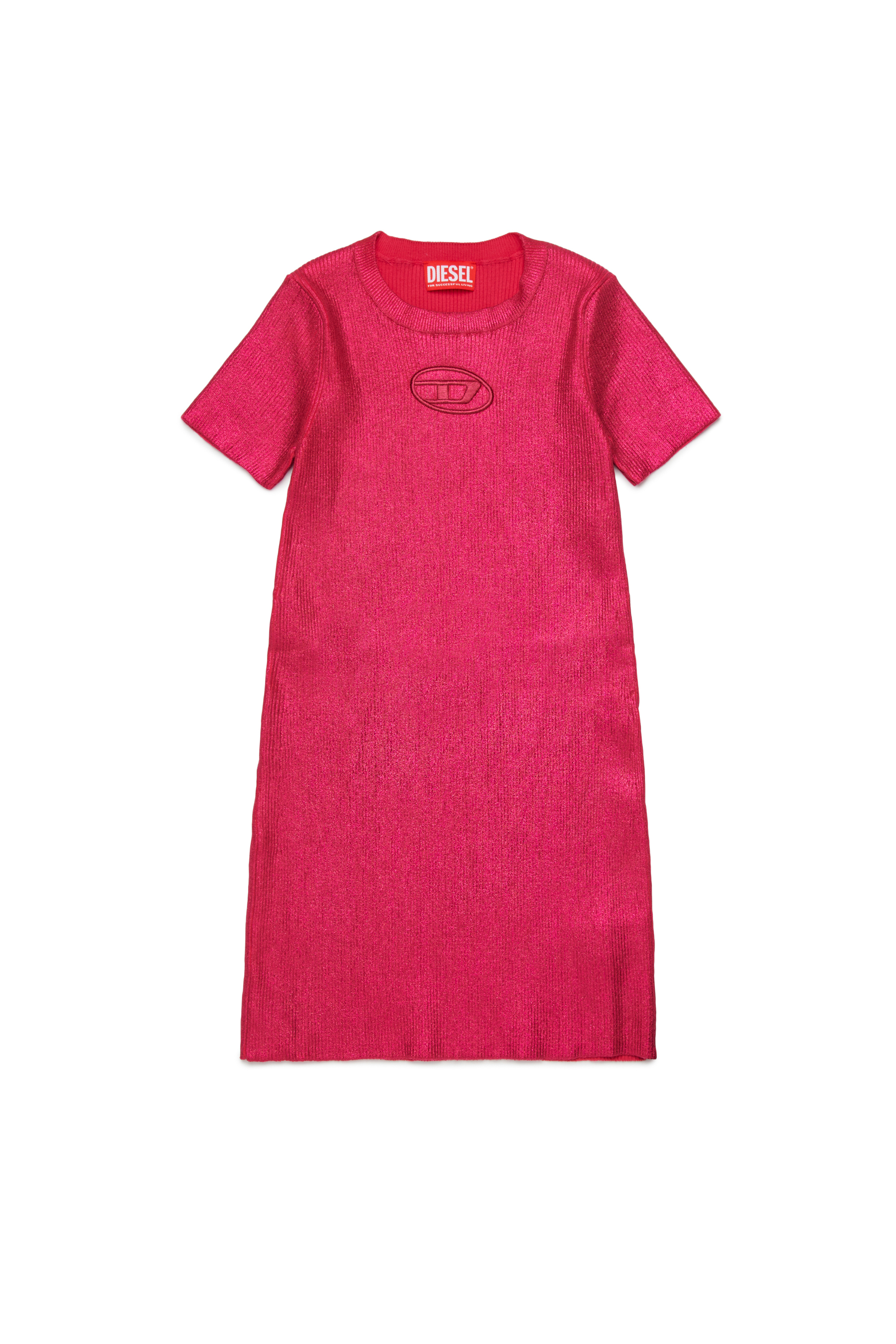 Diesel - DMONERVAX, Vestido de punto de canalé metálico Mujer in Rosa - 1