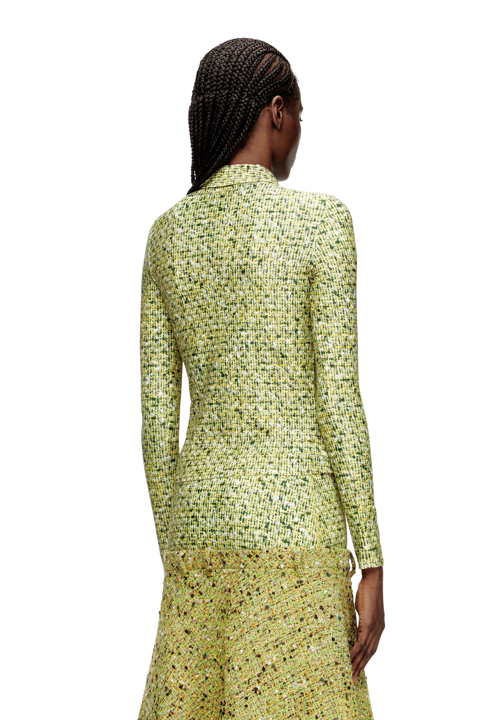 Diesel - C-ELAZ-BC, Camisa de tejido elástico con estampado de bouclé Mujer in Amarillo - 4