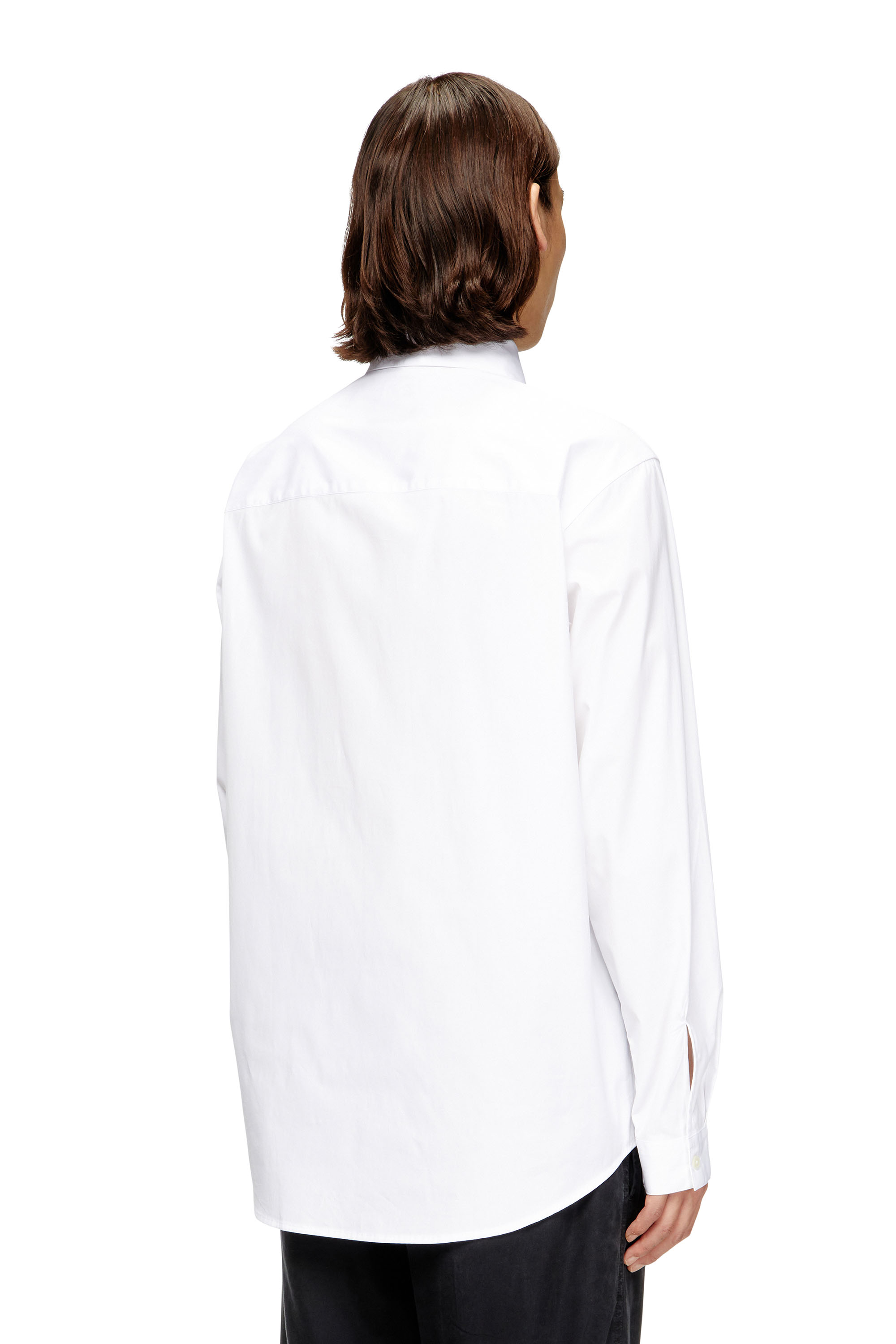 Diesel - S-SIMPLY-GSBH, Camisa de popelina elástica con bordado Hombre in Blanco - 4