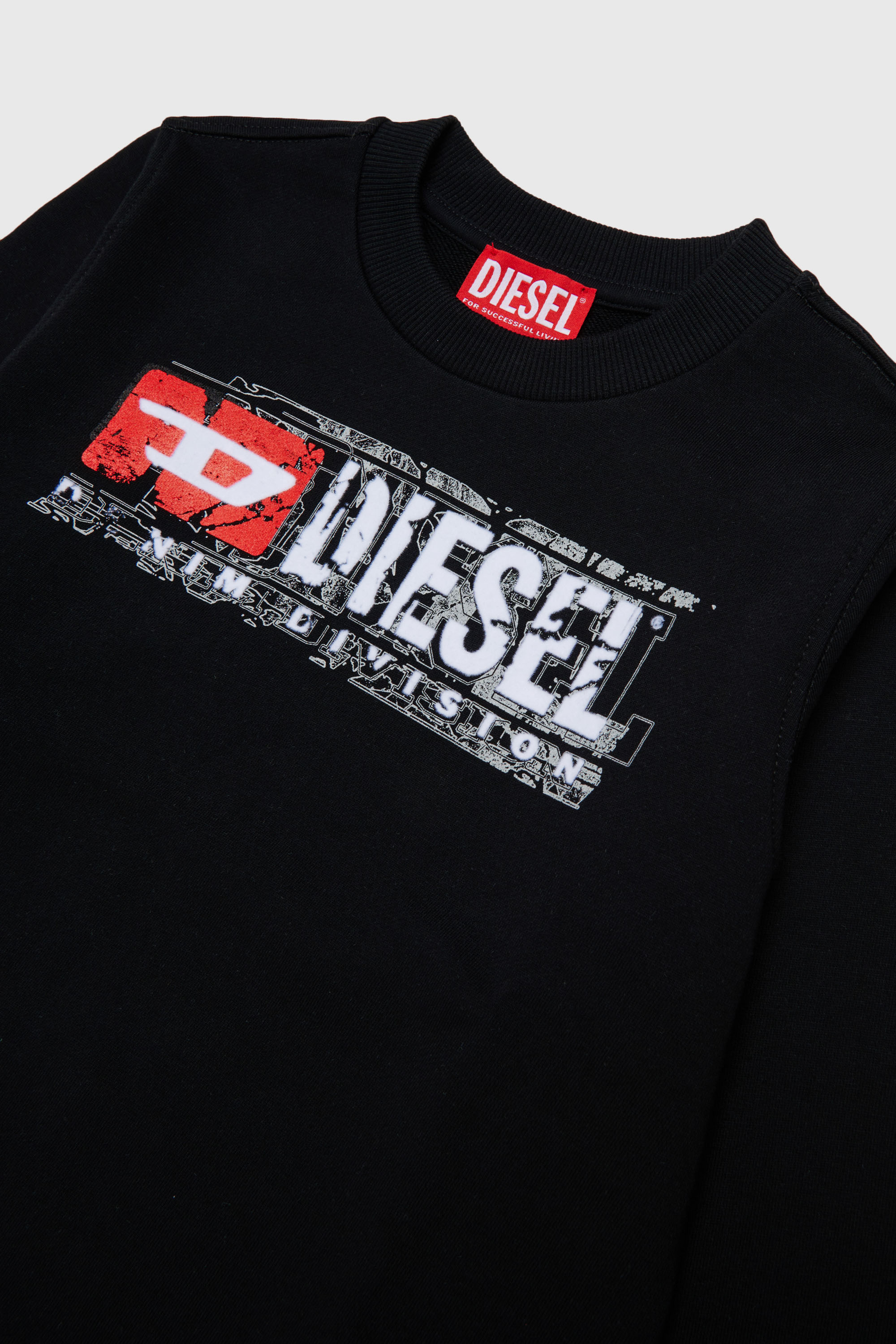 Diesel - SLOMIX, Sudadera con logo efecto desgastado Hombre in Negro - 3