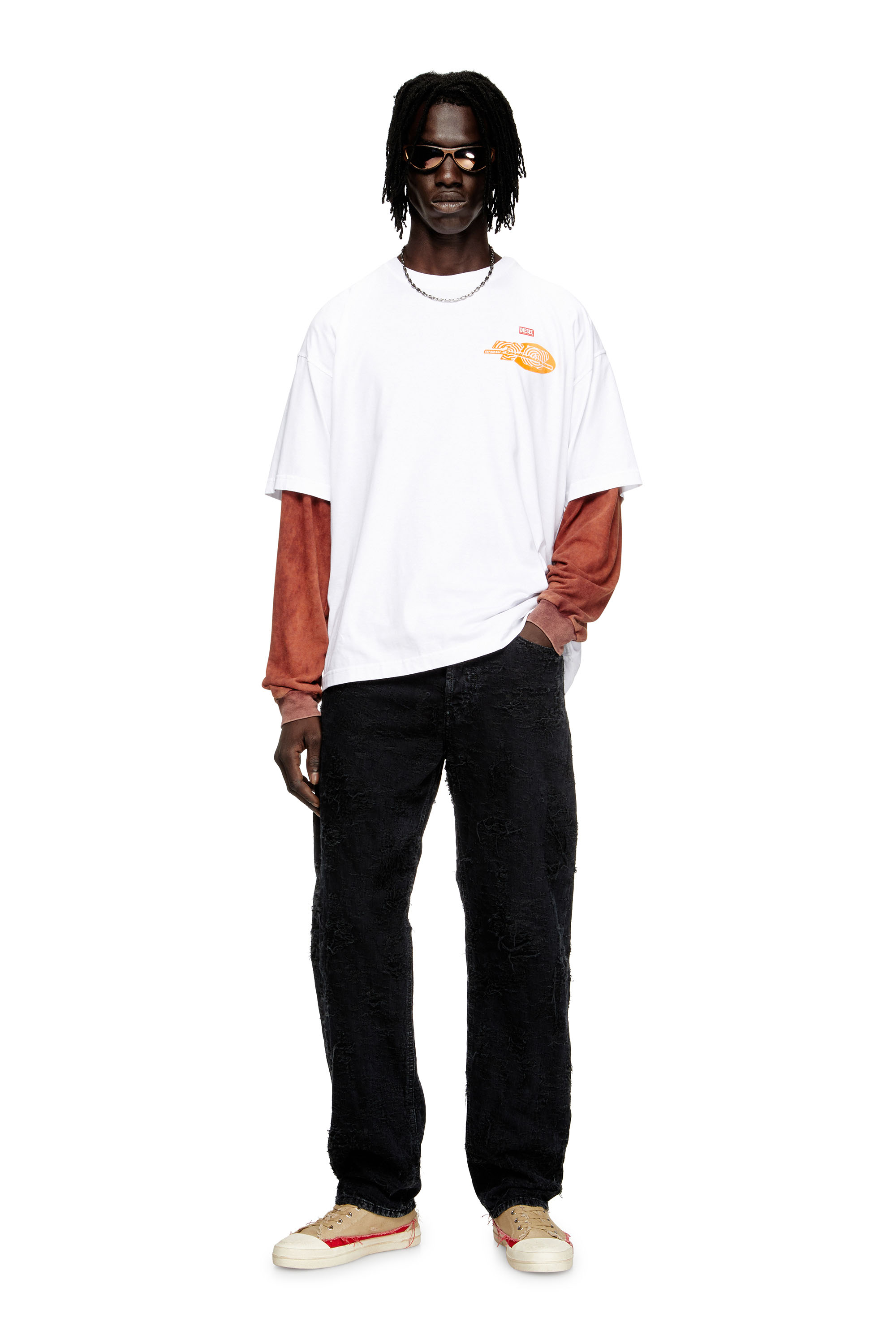 Diesel - T-BOXT-T23, Camiseta de algodón con estampado gráfico. Hombre in Blanco - 2