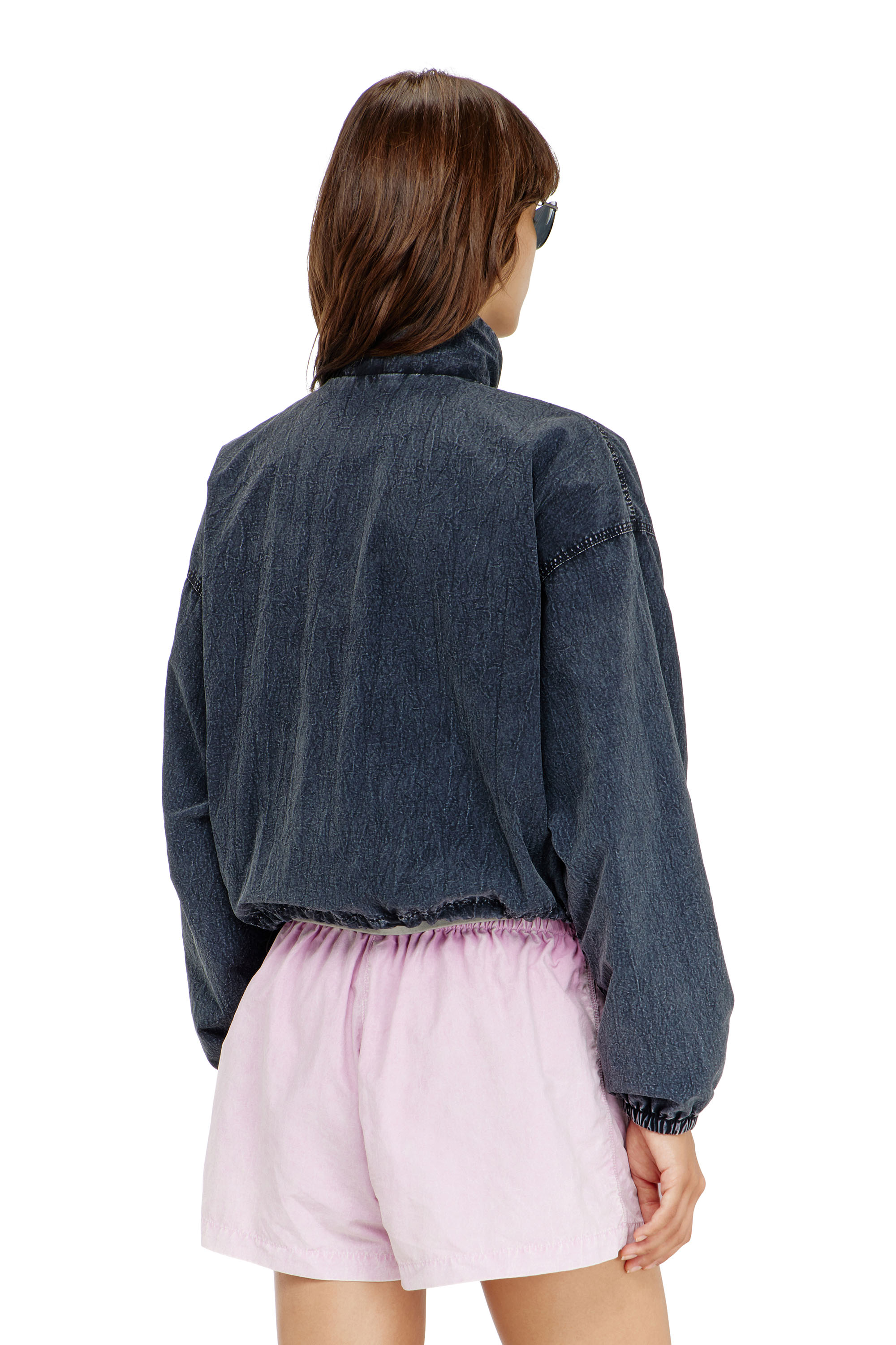 Diesel - G-LEAMER, Chaqueta cortavientos en taslan acid-wash Mujer in Azul marino - 4