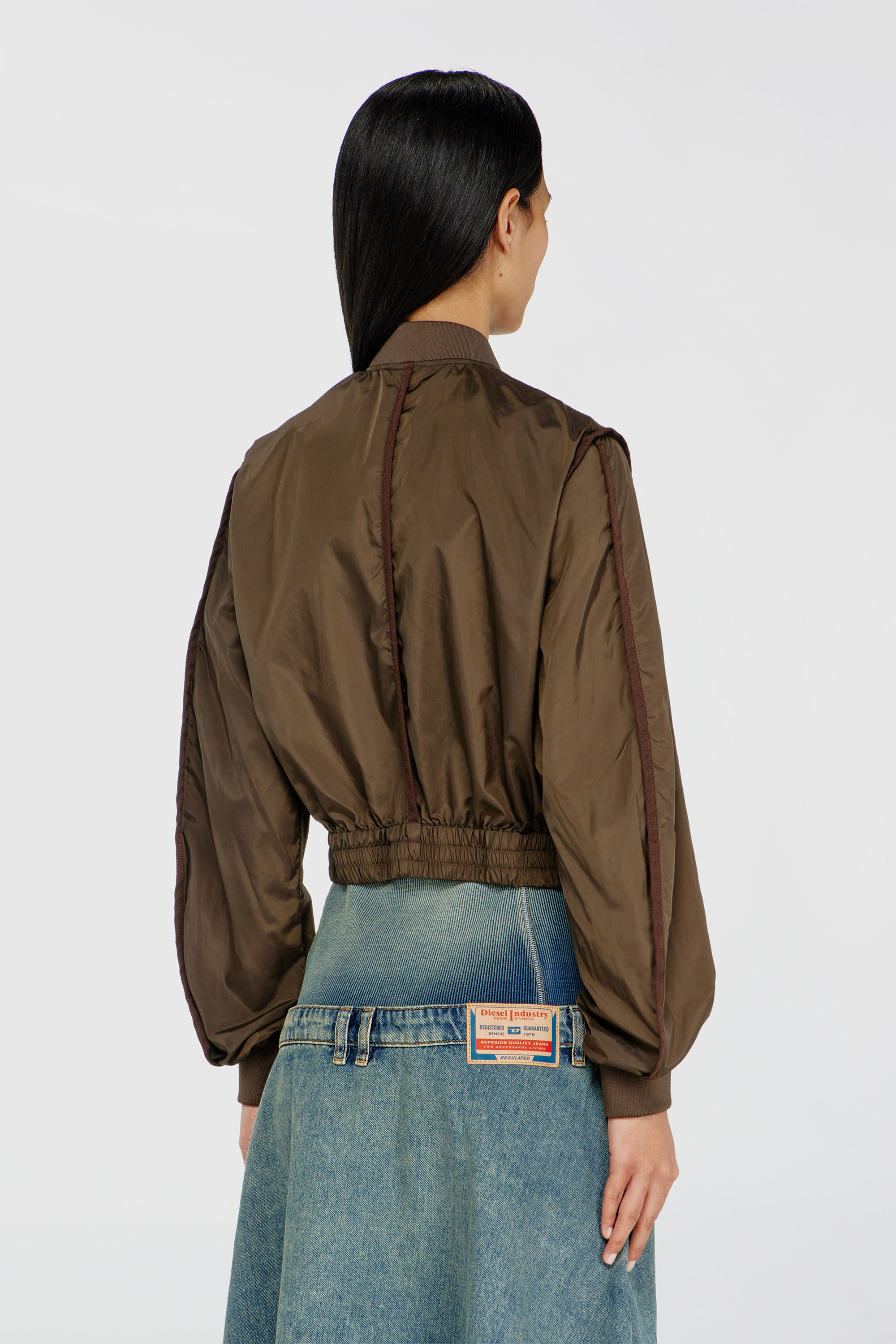 Diesel - G-OTHAM, Woman's Nylon jacket with tonal taping in Brown - 4