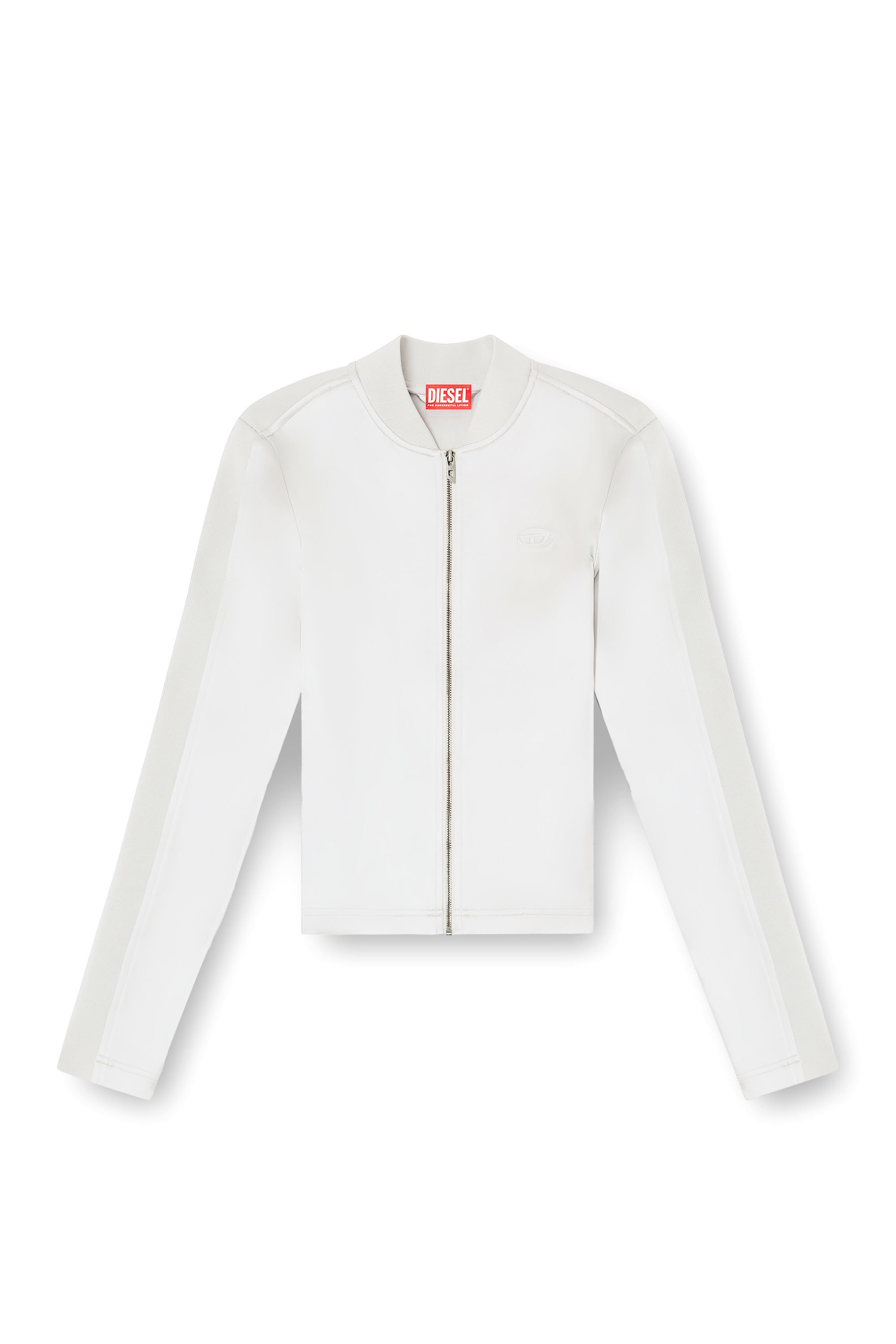 Diesel - G-OPER, Chaqueta en canalé de satén elástico Mujer in Gris - 3