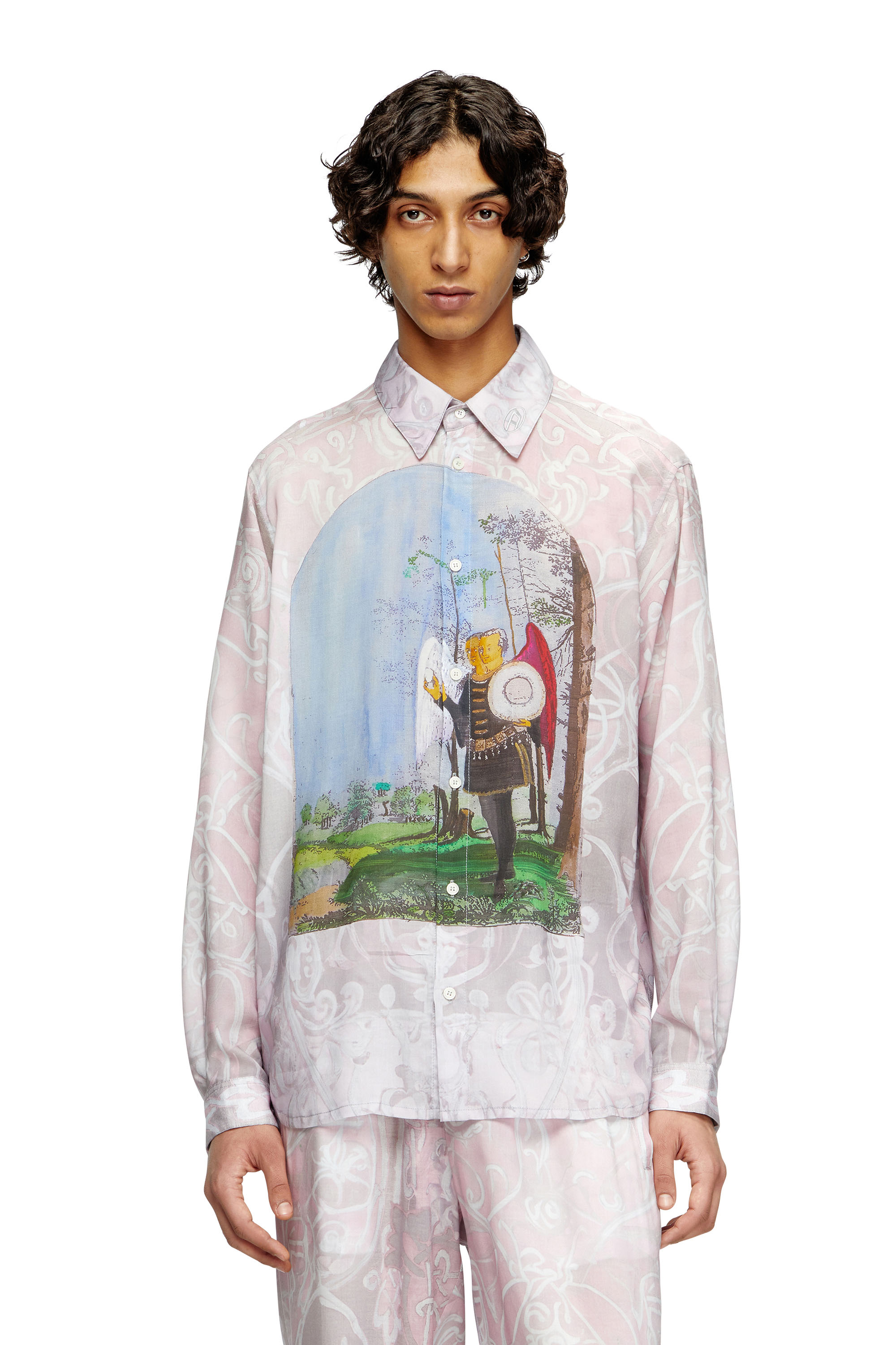 Diesel - S-SIMPLY-A-AJFW, Camisa con estampado medieval Unisex in Rosa - 3