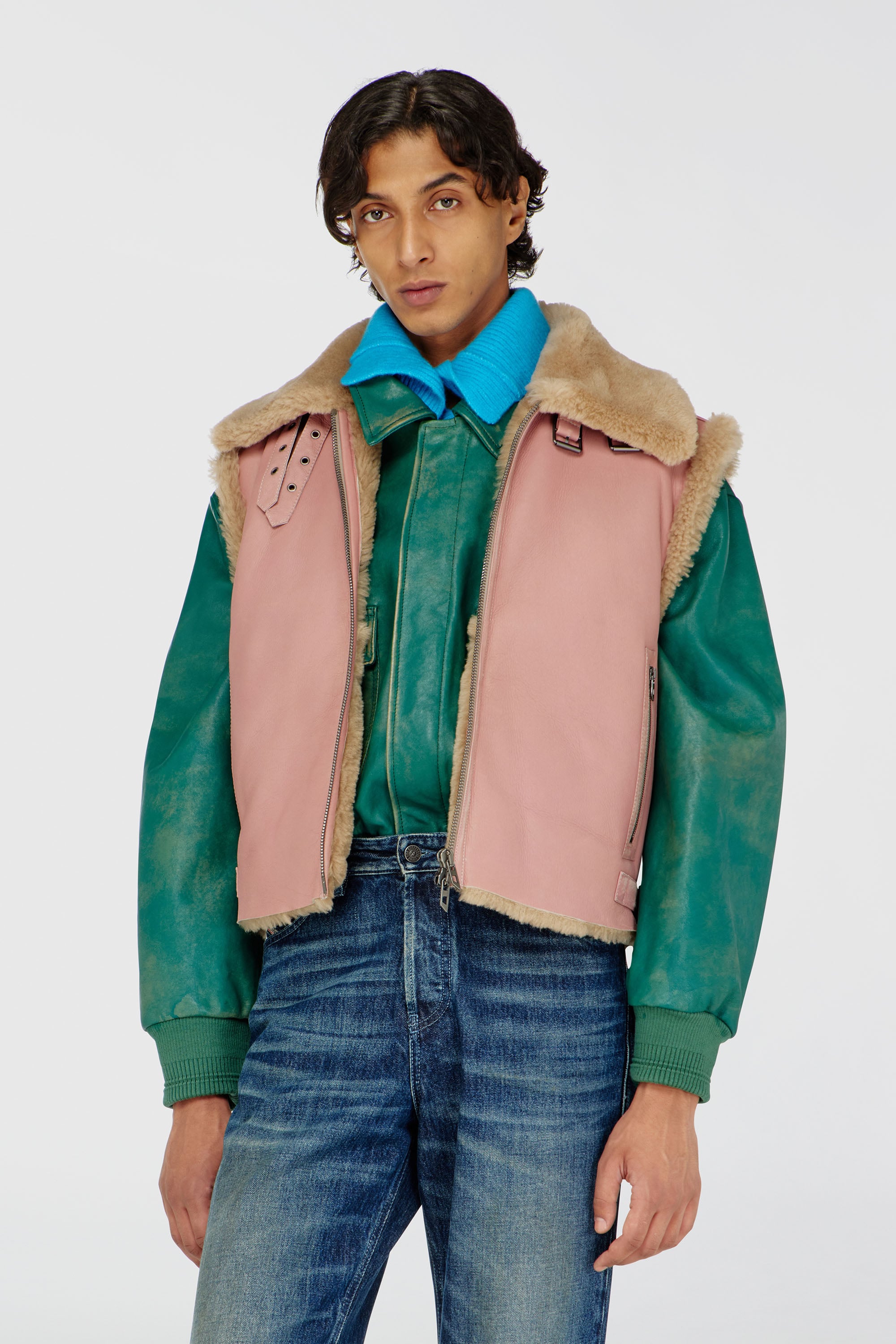 Diesel - L-HONT, Chaleco de piel de oveja Hombre in Rosa - 1