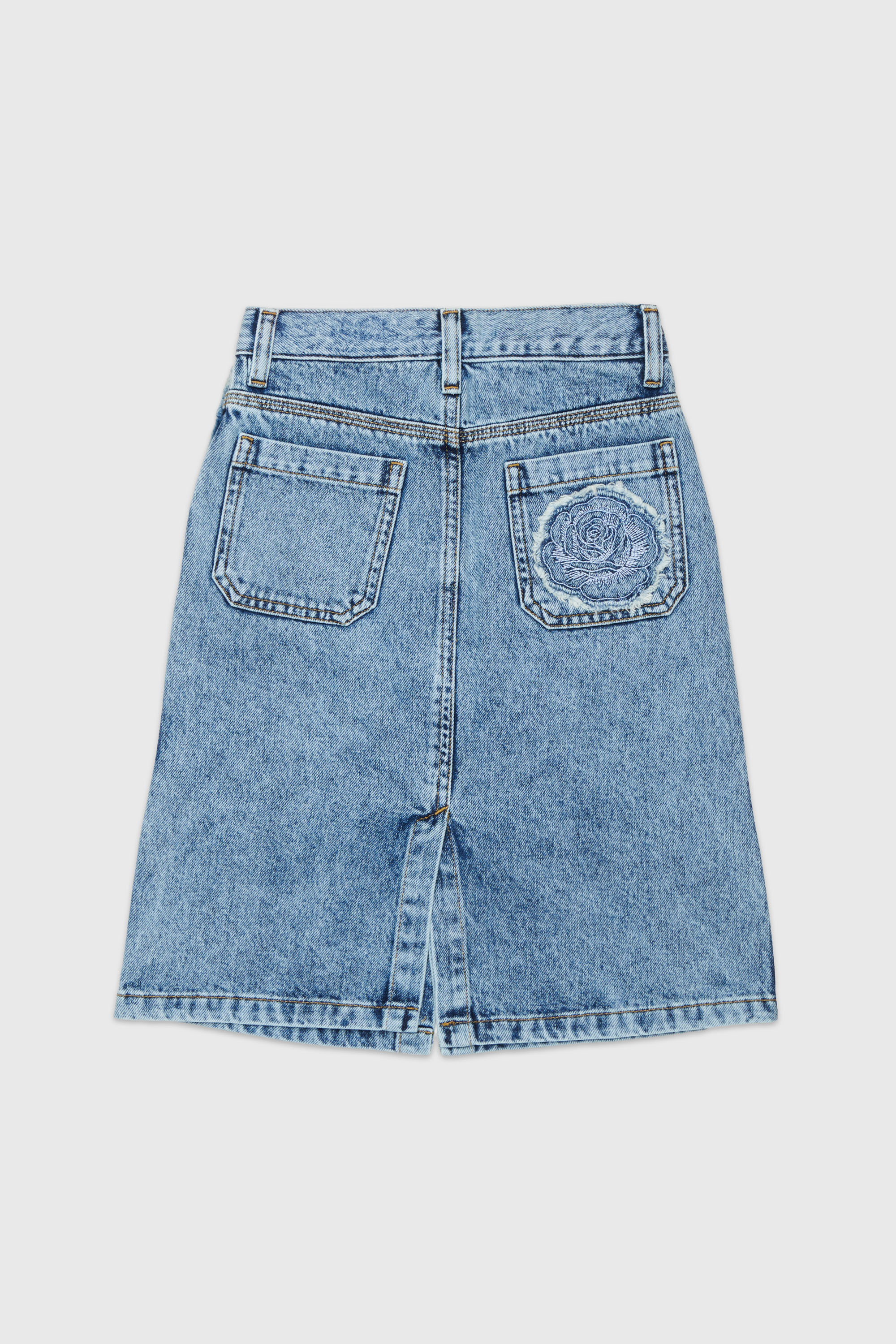 Diesel - GELKA, Falda vaquera deshilachada con parche de rosa Mujer in Azul marino - 2