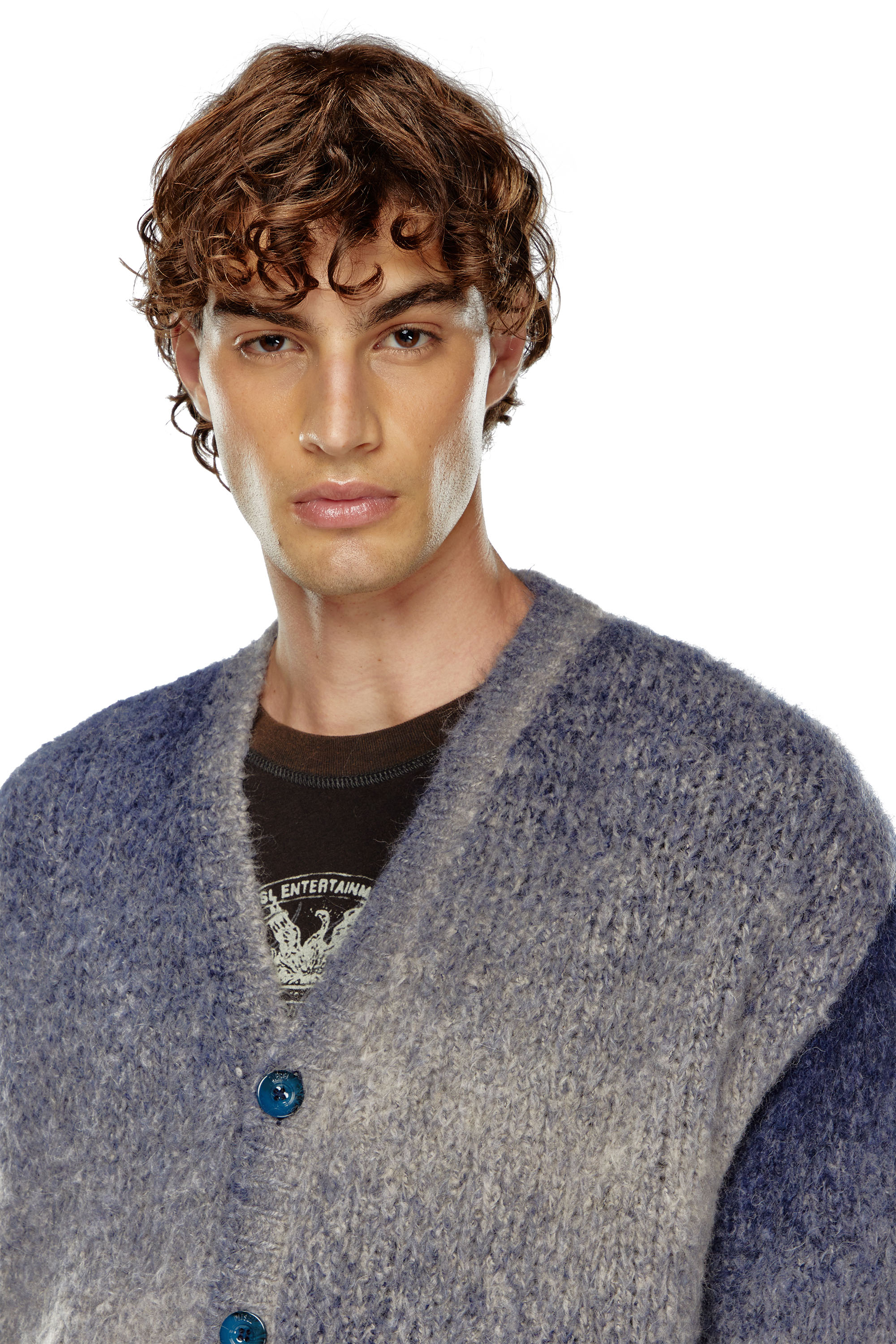 Diesel - K-RAMARRO, Cárdigan en degradé de mezcla de alpaca Hombre in Azul marino - 5