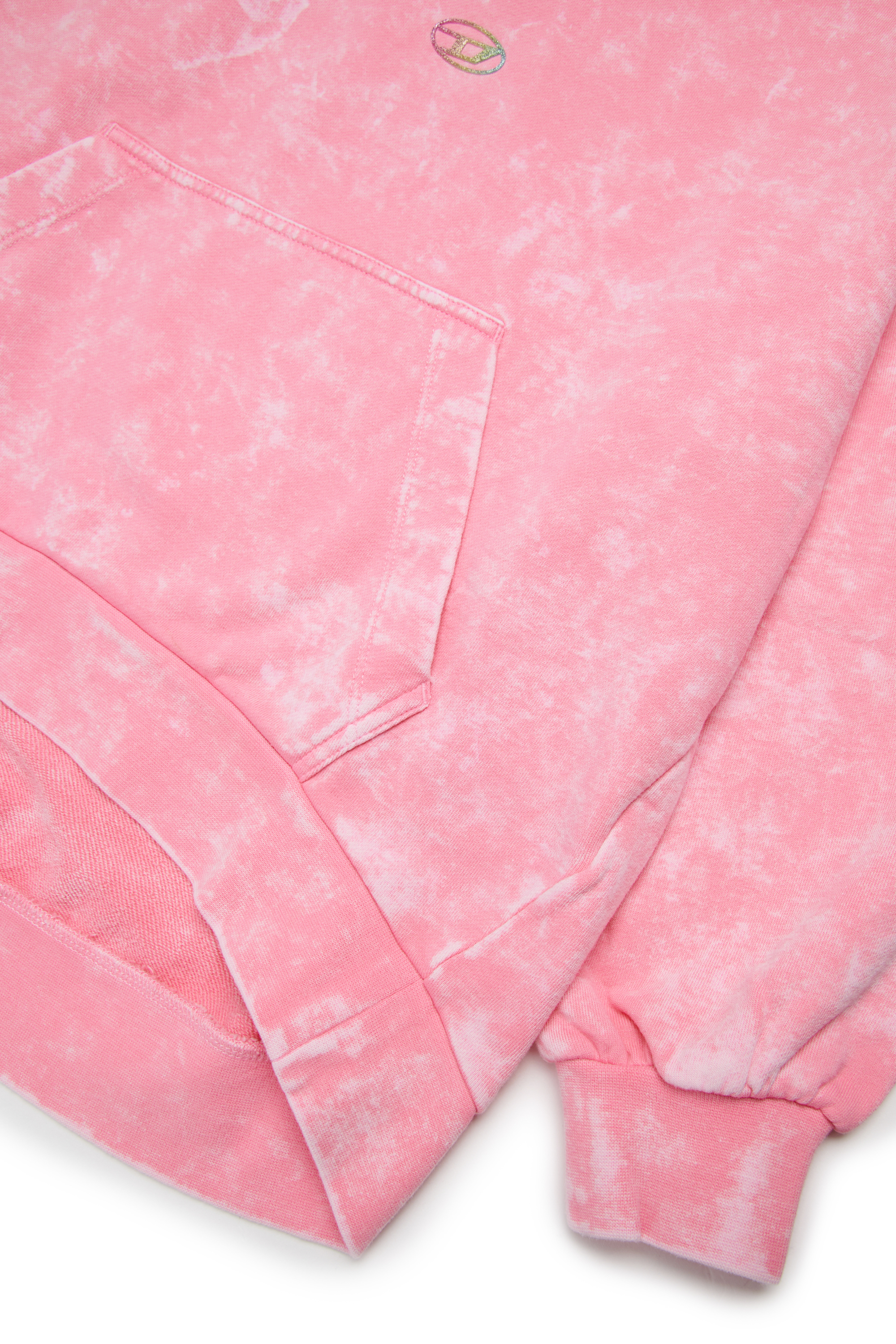 Diesel - SALIA, Sudadera con capucha de algod&oacute;n con efecto lavado oscuro Mujer in Rosa - 4