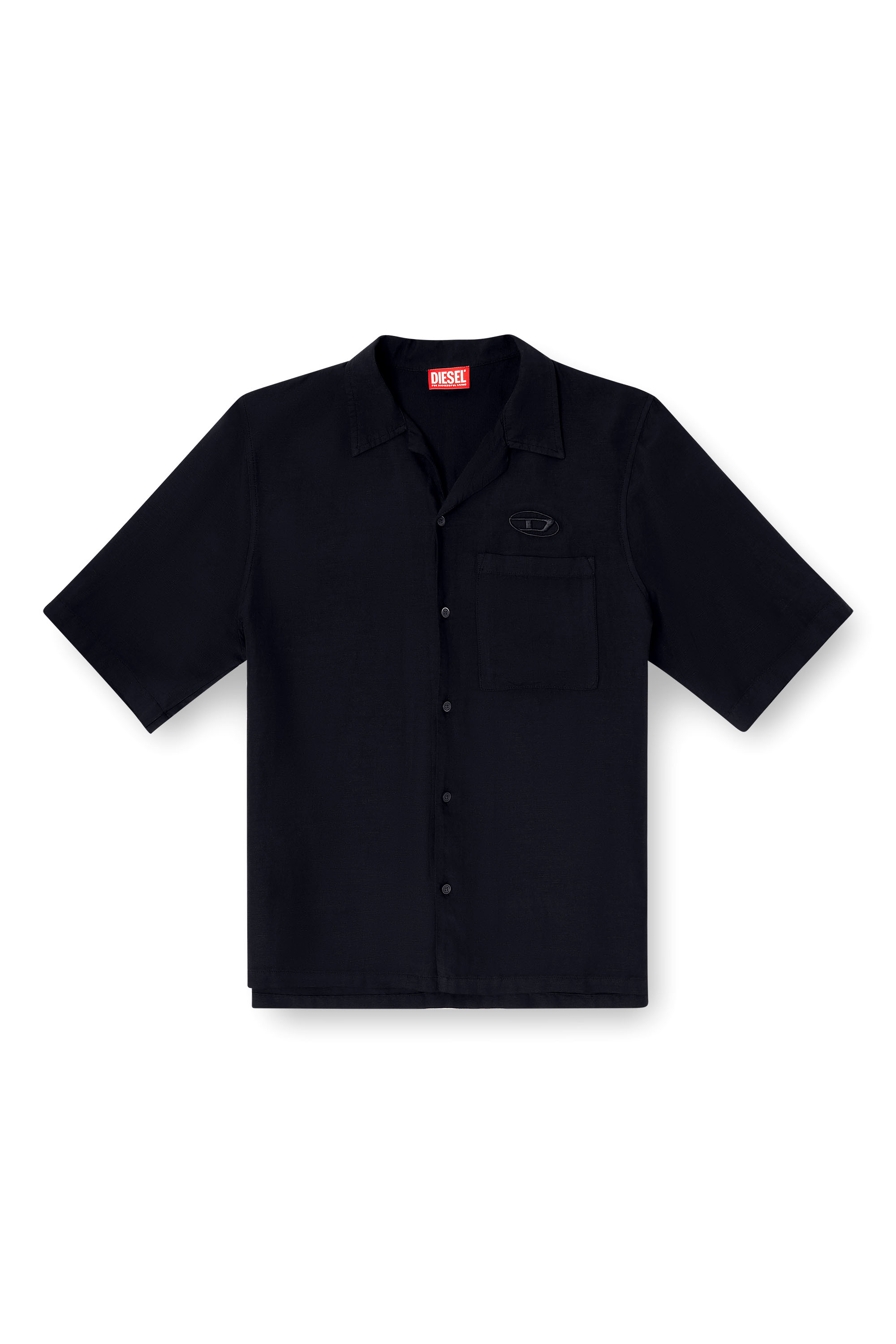 Diesel - S-BRACK-PGBS, Camisa de mezcla de lino con manga corta Hombre in Negro - 2
