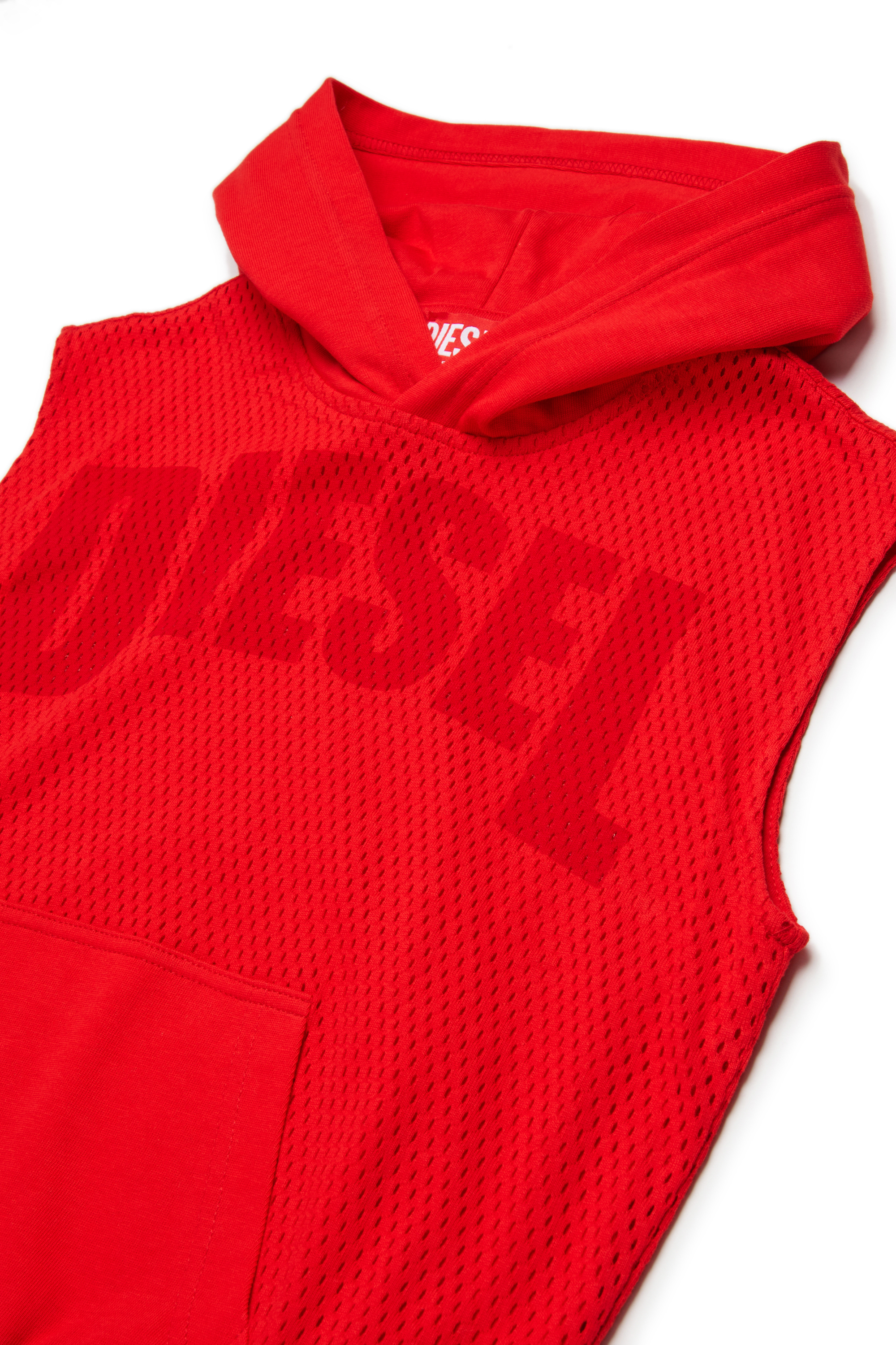 Diesel - SMESH OVER, Sudadera sin mangas de malla de algod&oacute;n Hombre in Rojo - 3
