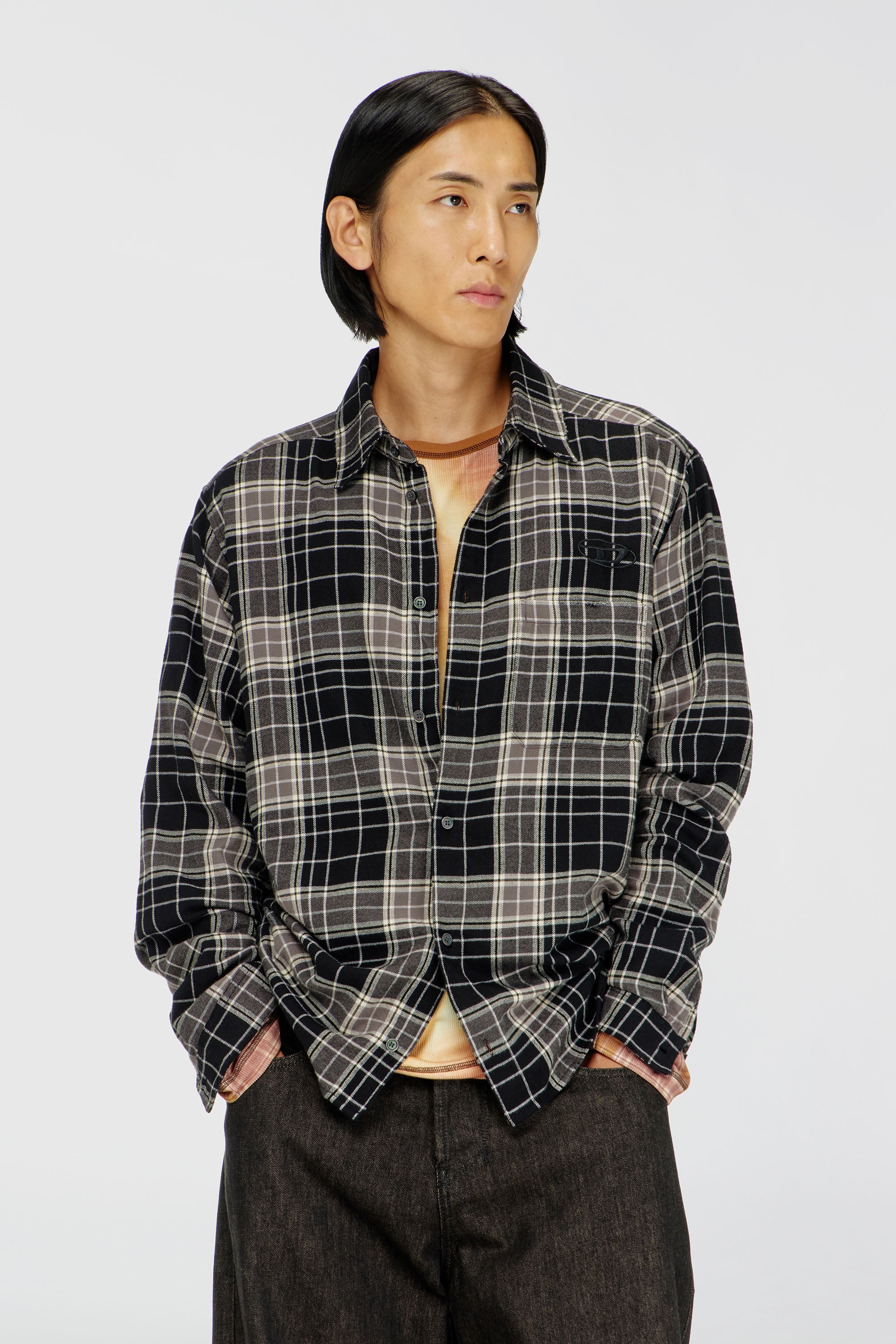 Diesel - S-SIMPLY-HNBI, Camisa efecto desgastado en franela de cuadros Hombre in Multicolor - 1