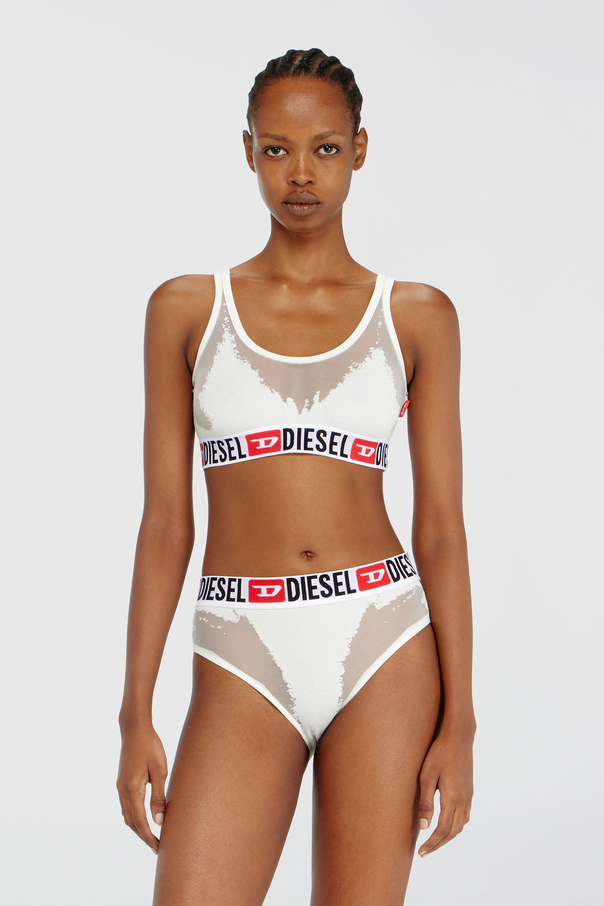 Diesel - PR-ORIBA-D-CORE, Bralette con efecto devor&eacute; transparente Mujer in Blanco - 1