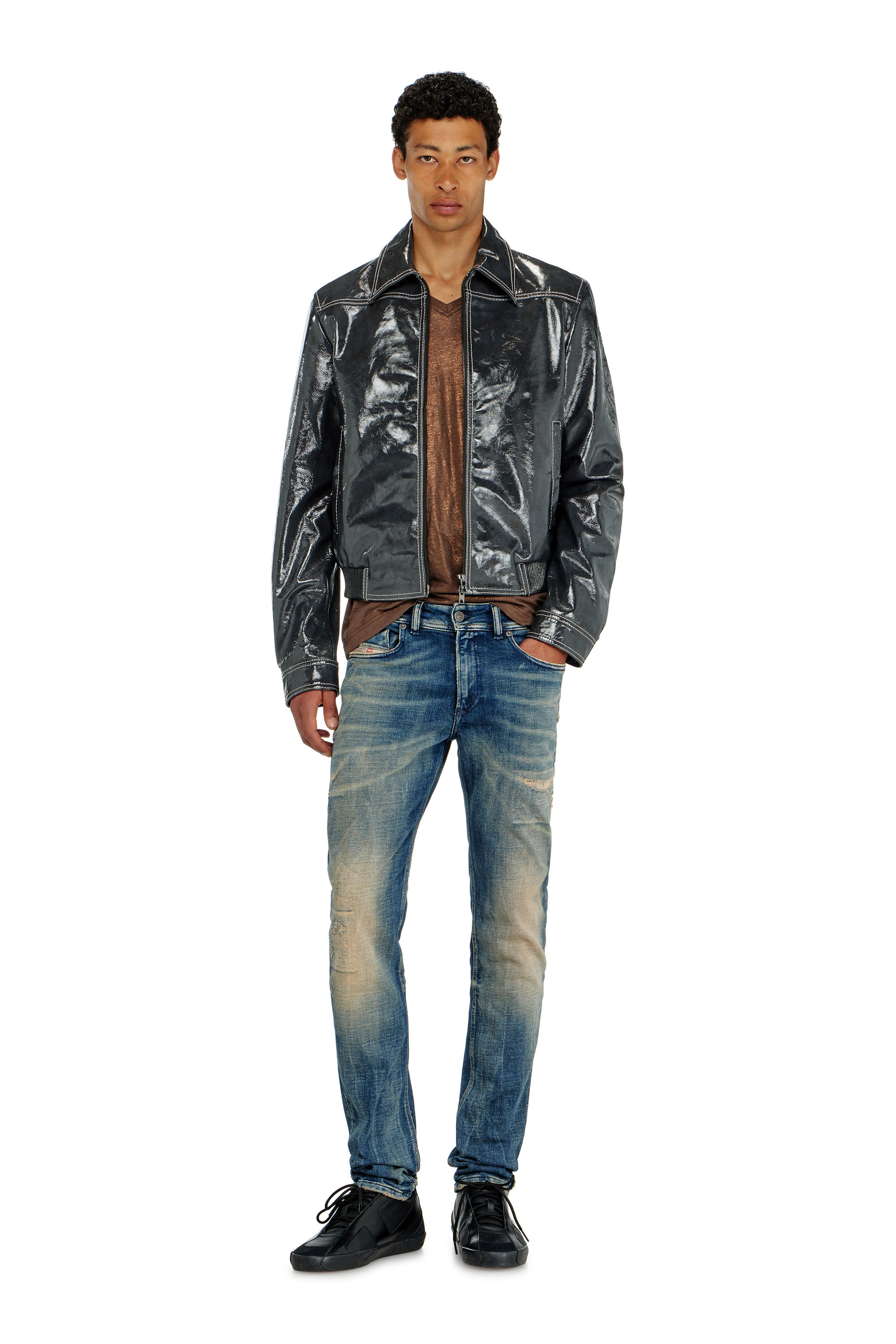 Diesel - L-ADDI, Chaqueta de charol Hombre in Gris - 2