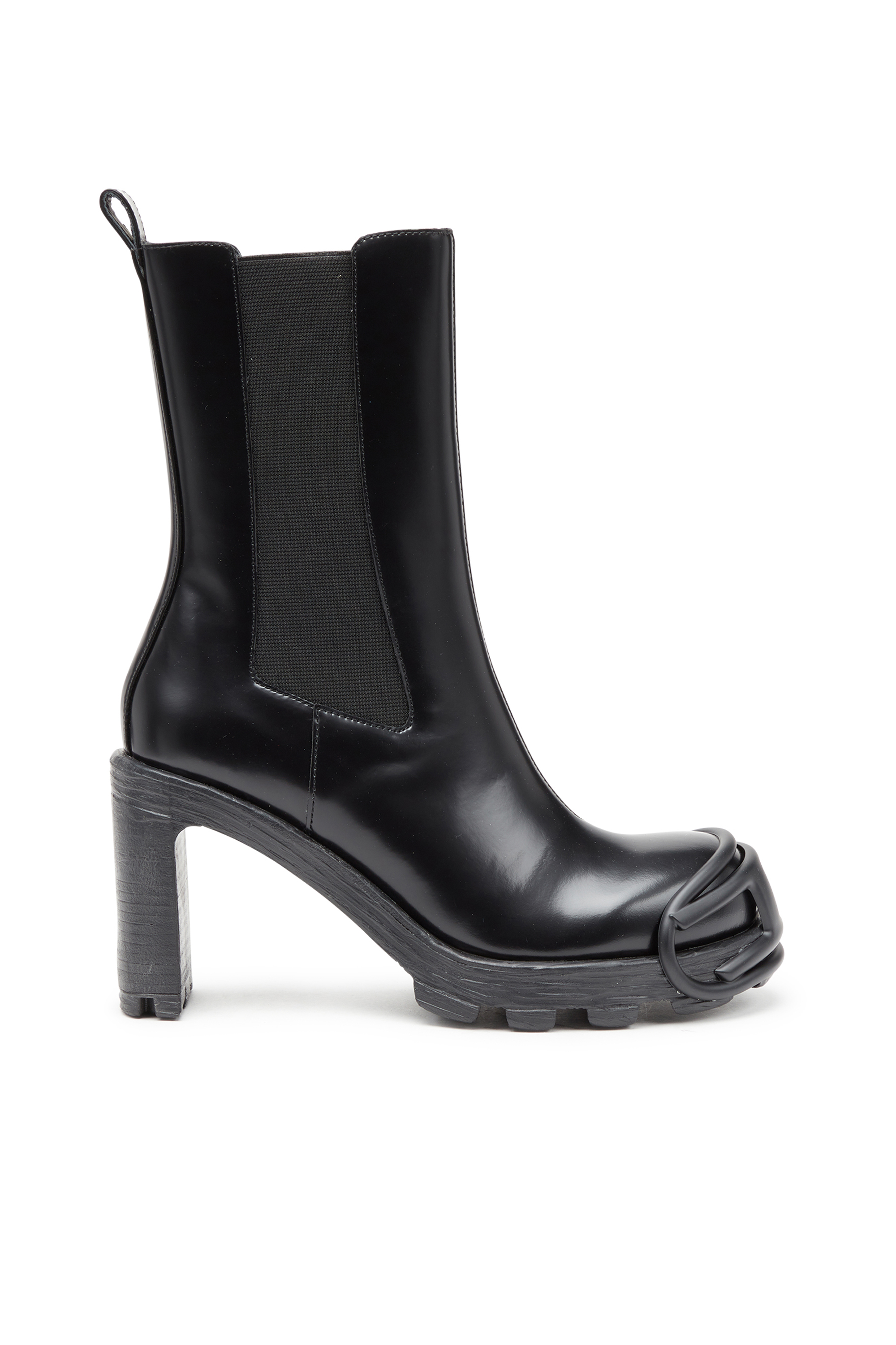 Diesel - D-HAMMER CH D W, D-Hammer-Botas de tacón alto con placa Oval D Mujer in Negro - 1