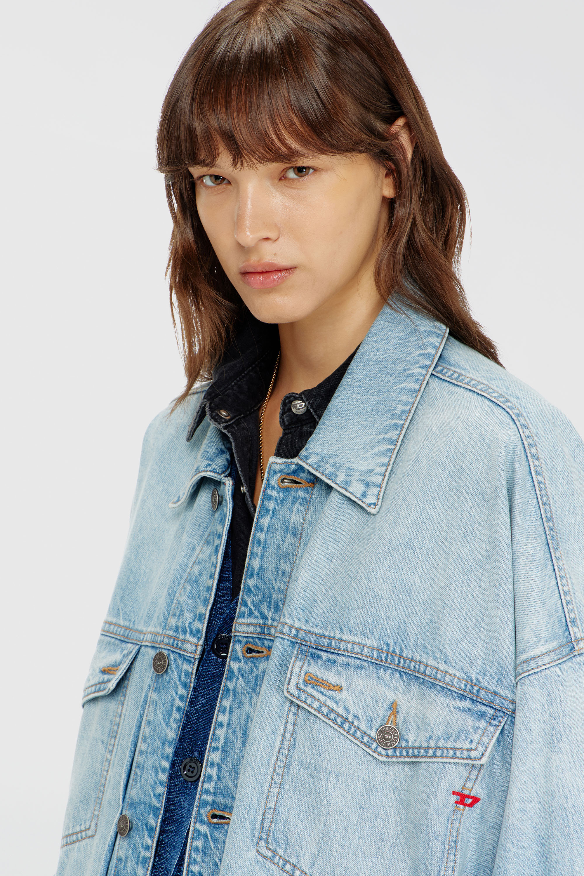 Diesel - DE-LIN, Chaqueta workwear denim oversized Mujer in Azul marino - 5