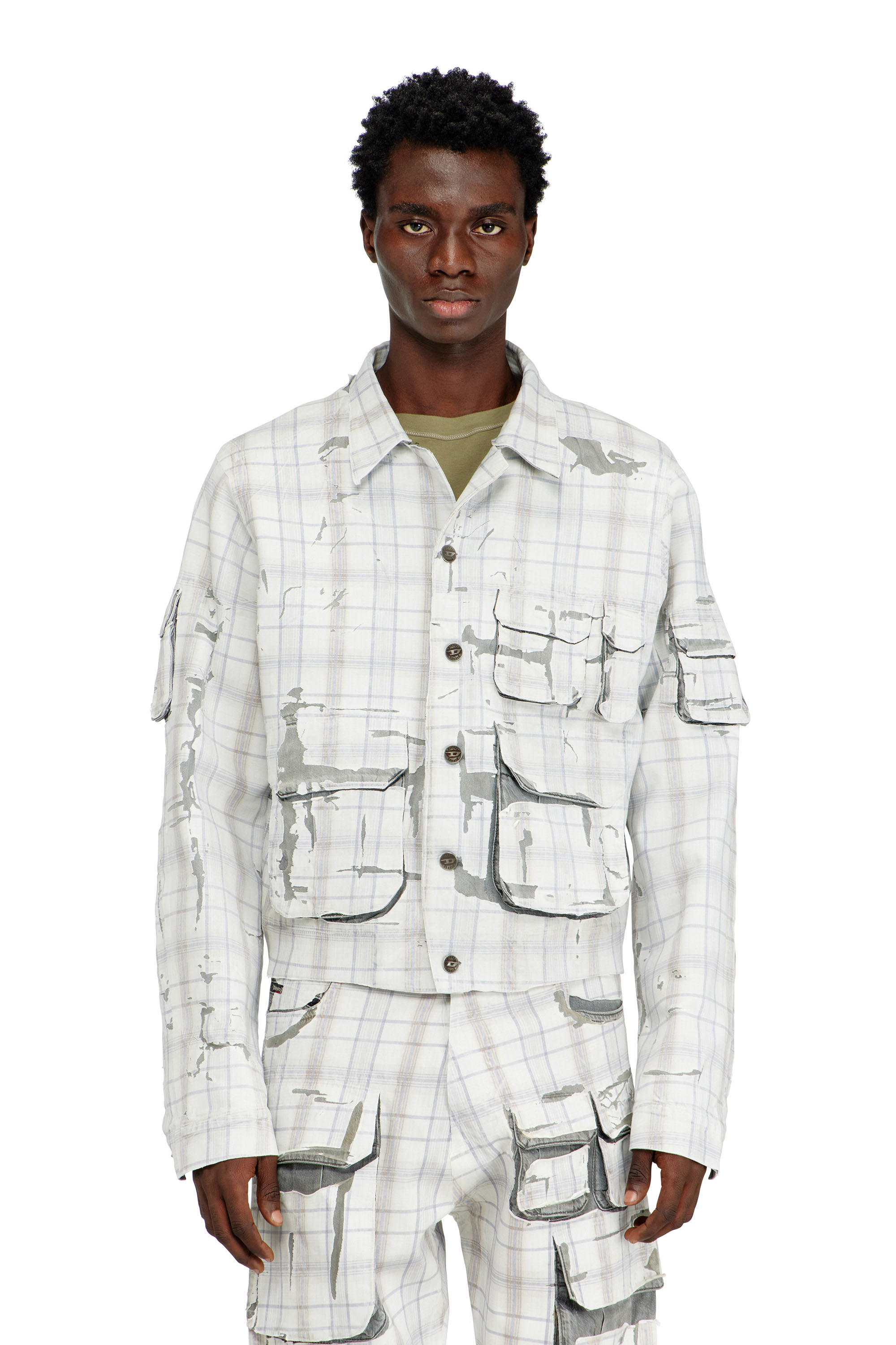 Diesel - D-VALEN-FSI1, Chaqueta vaquera con efecto pelable Hombre in Gris - 3