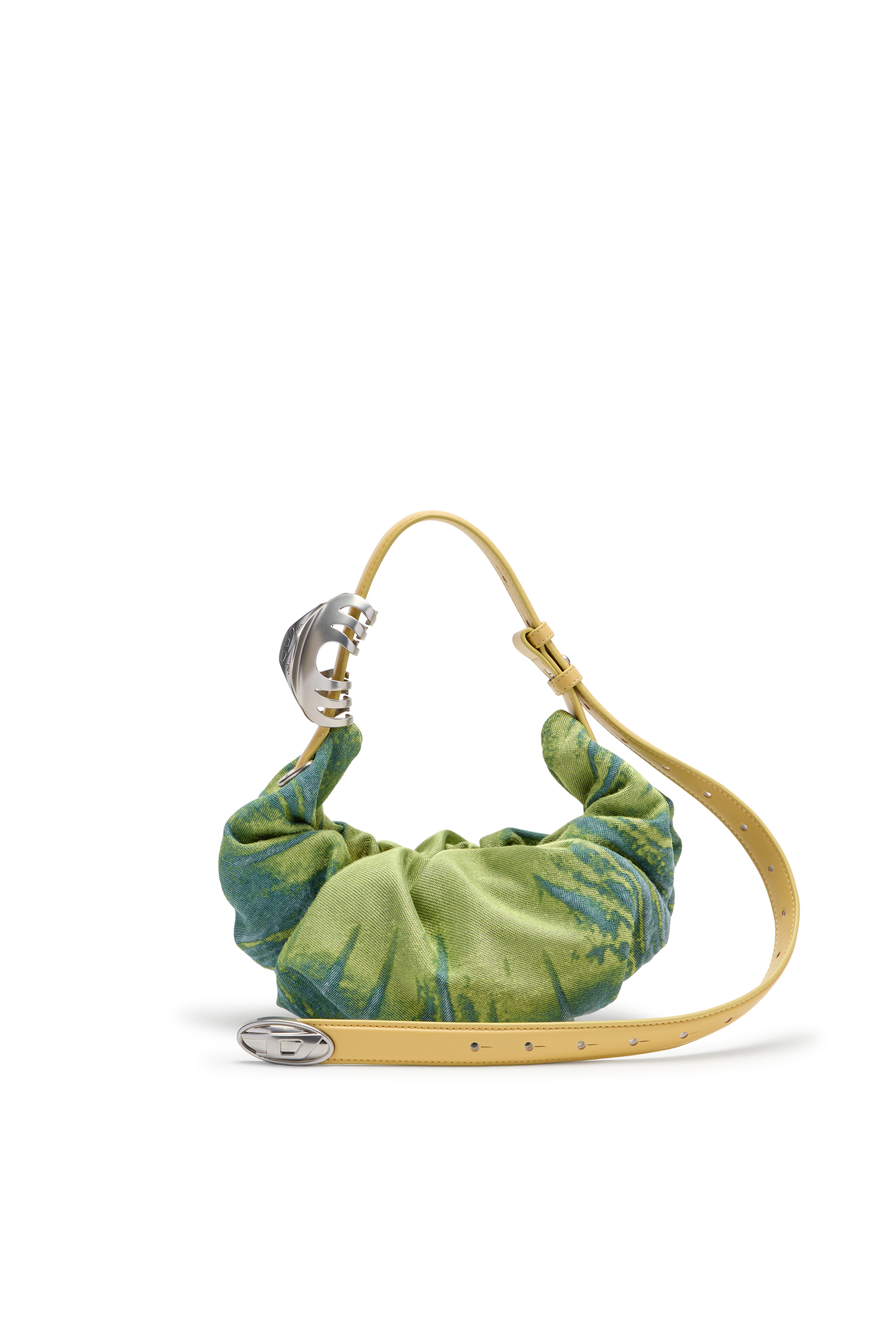 Diesel - GRAB-D HOBO S, Bolso hobo Grab-D-Scrunched en denim satinado Mujer in Verde - 1