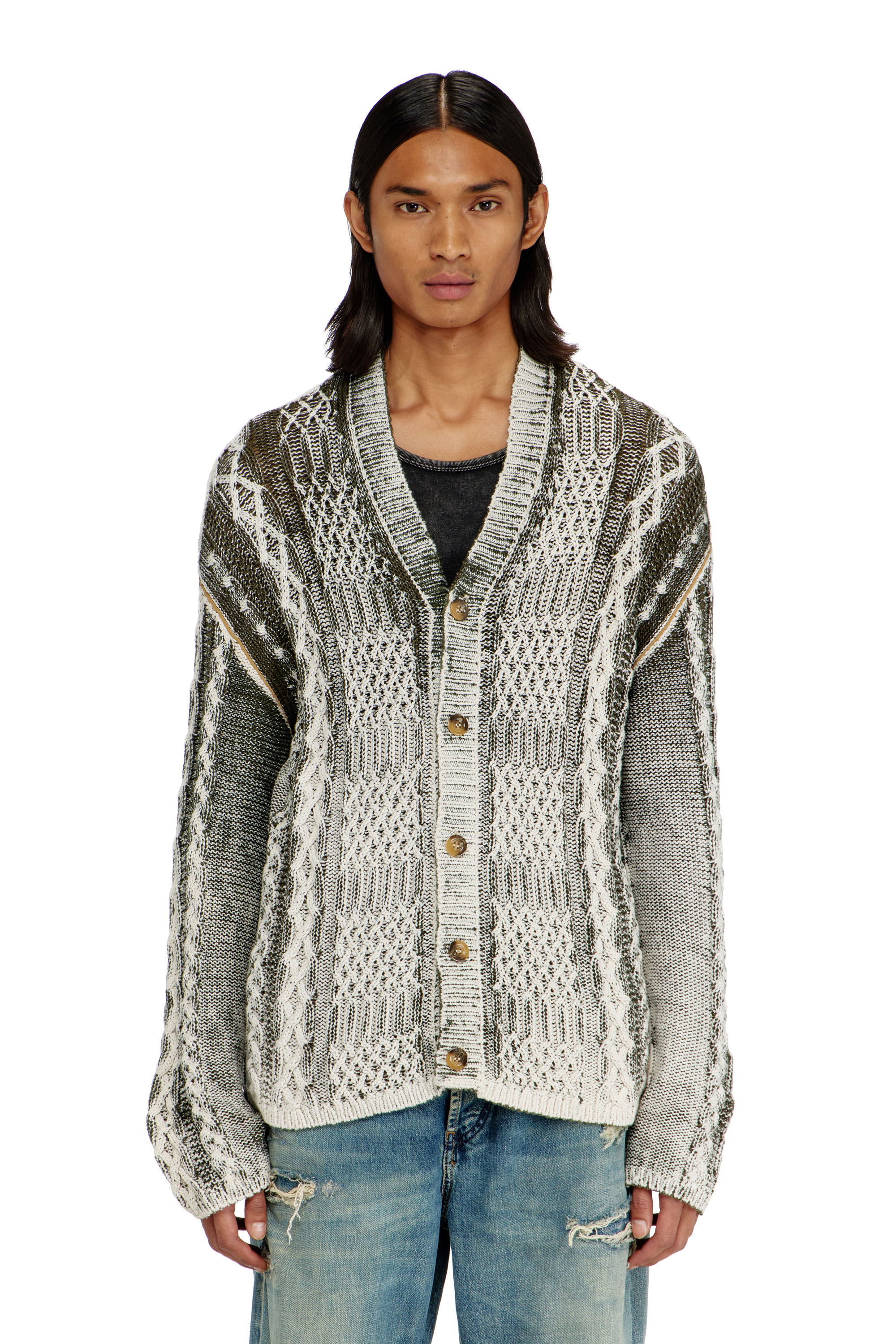 Diesel - K-MIOTO, C&aacute;rdigan de punto trenzado tratado Hombre in Multicolor - 3