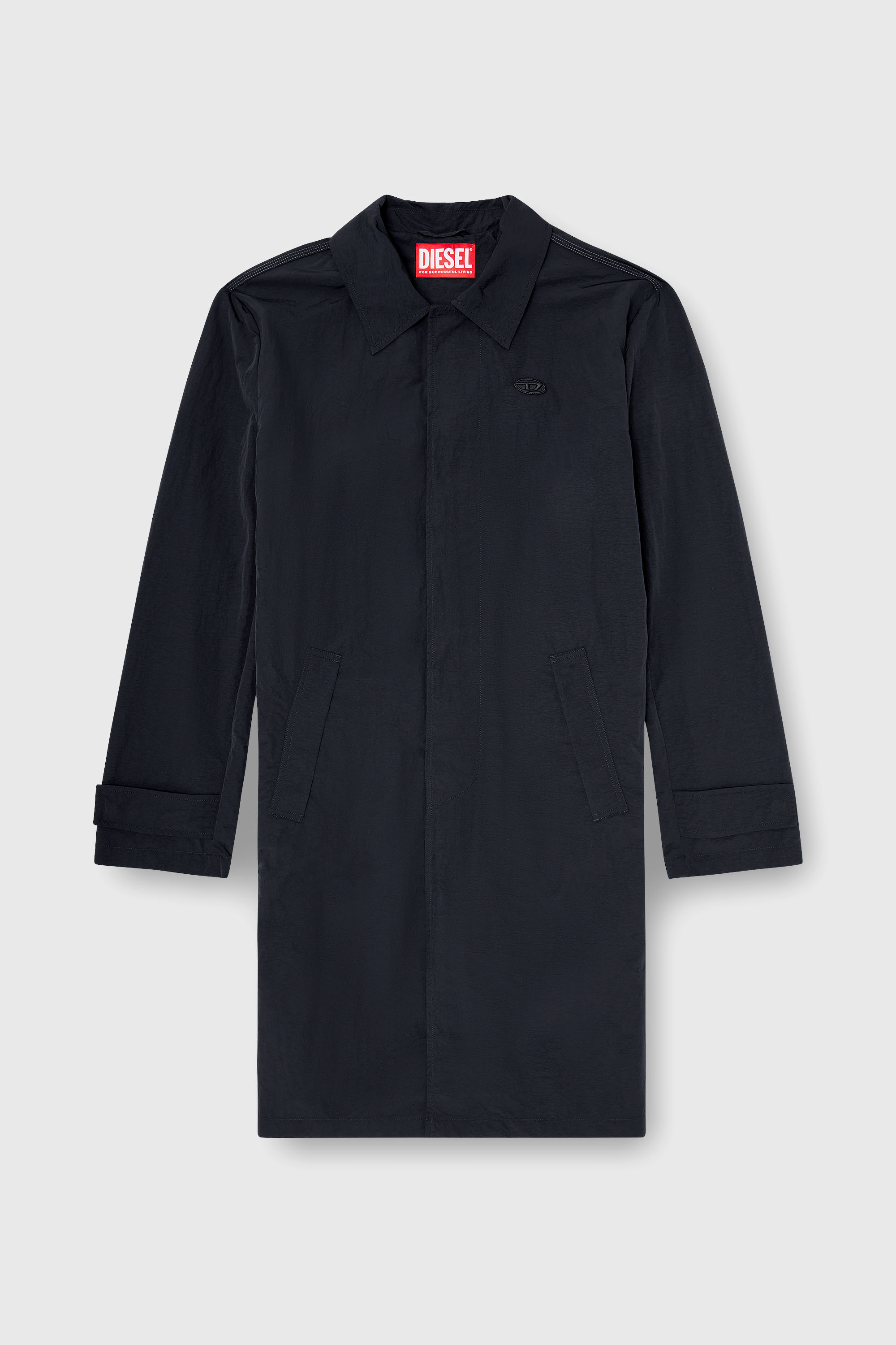Diesel - J-BURHAT, Abrigo de nailon con acabado arrugado brillante Hombre in Negro - 2