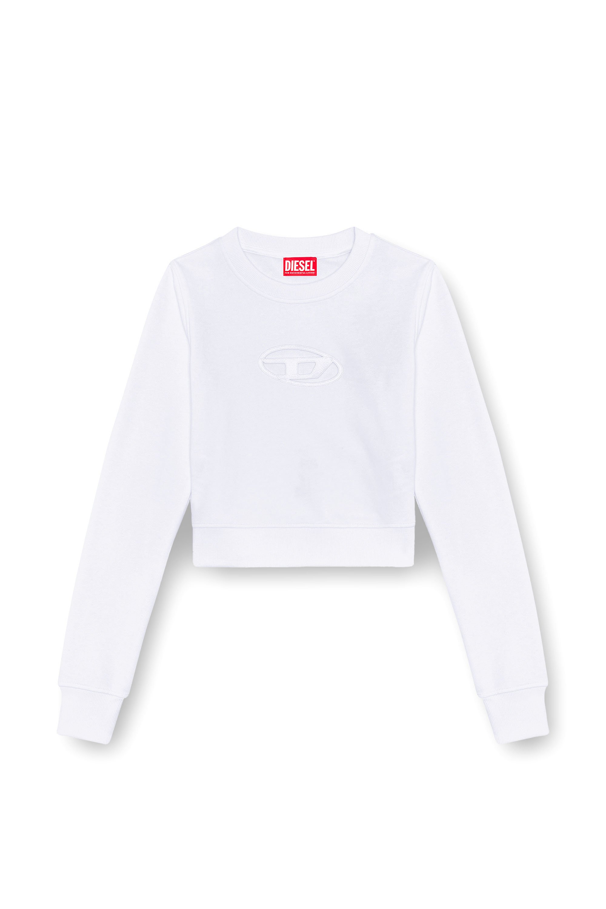 Diesel - F-SLIMMY-OD, Sudadera corta con logotipo recortado Mujer in Blanco - 3