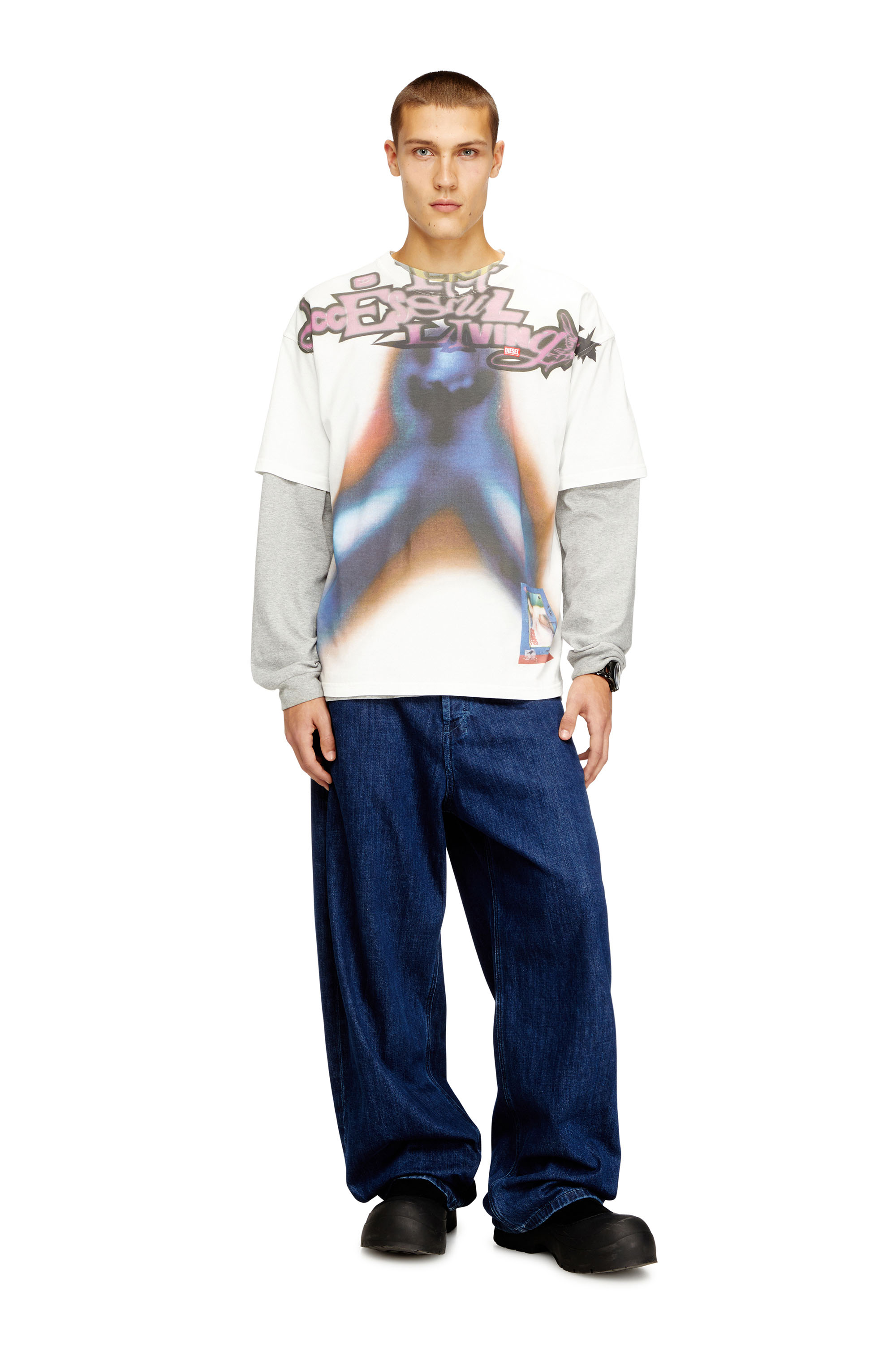 Diesel - T-BOXT-V13, Camiseta relajada de algodón con estampado digital Hombre in Multicolor - 2