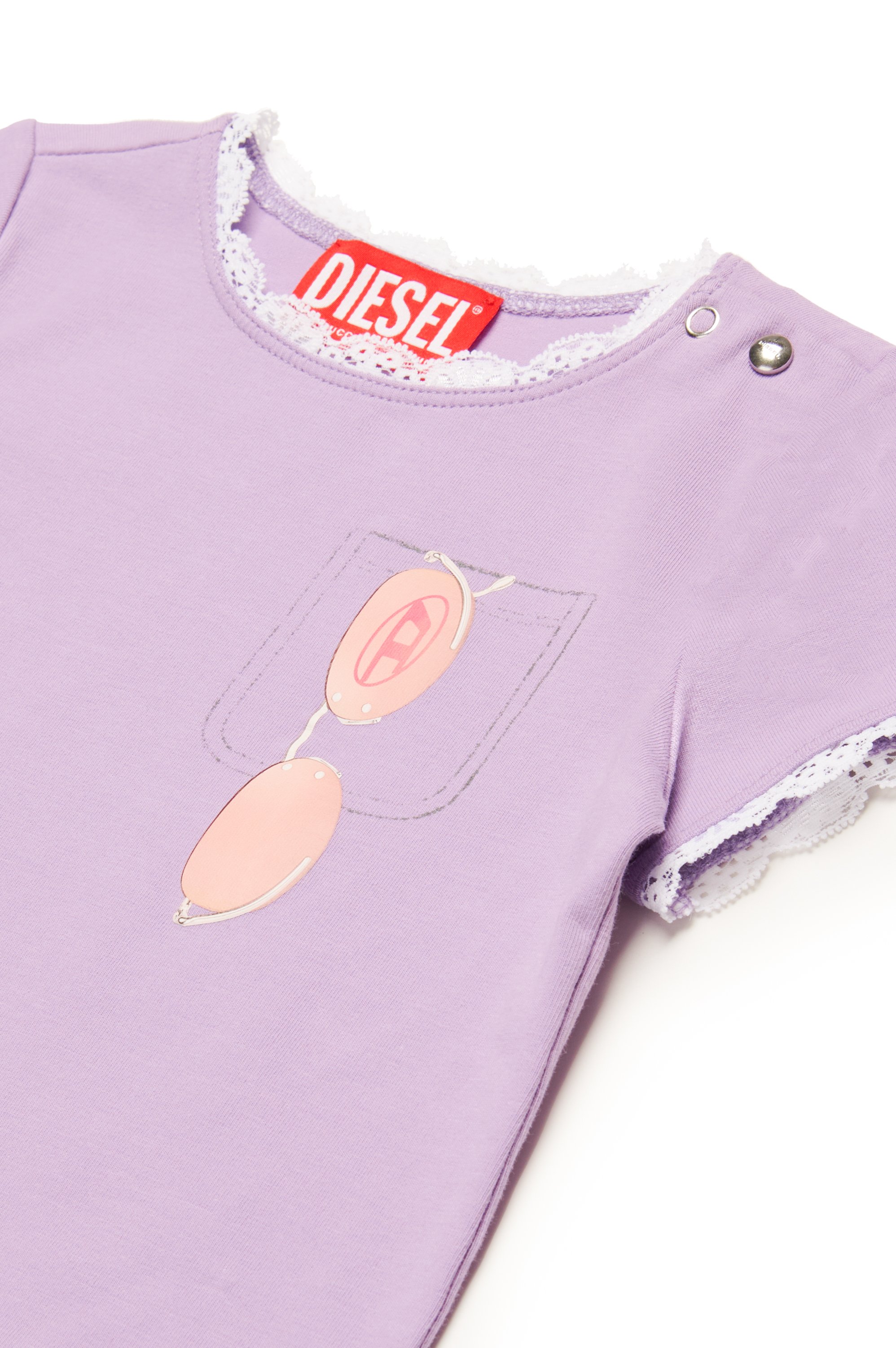 Diesel - TLUCIB, Camiseta con encaje y estampado de gafas de sol Mujer in Morado - 3