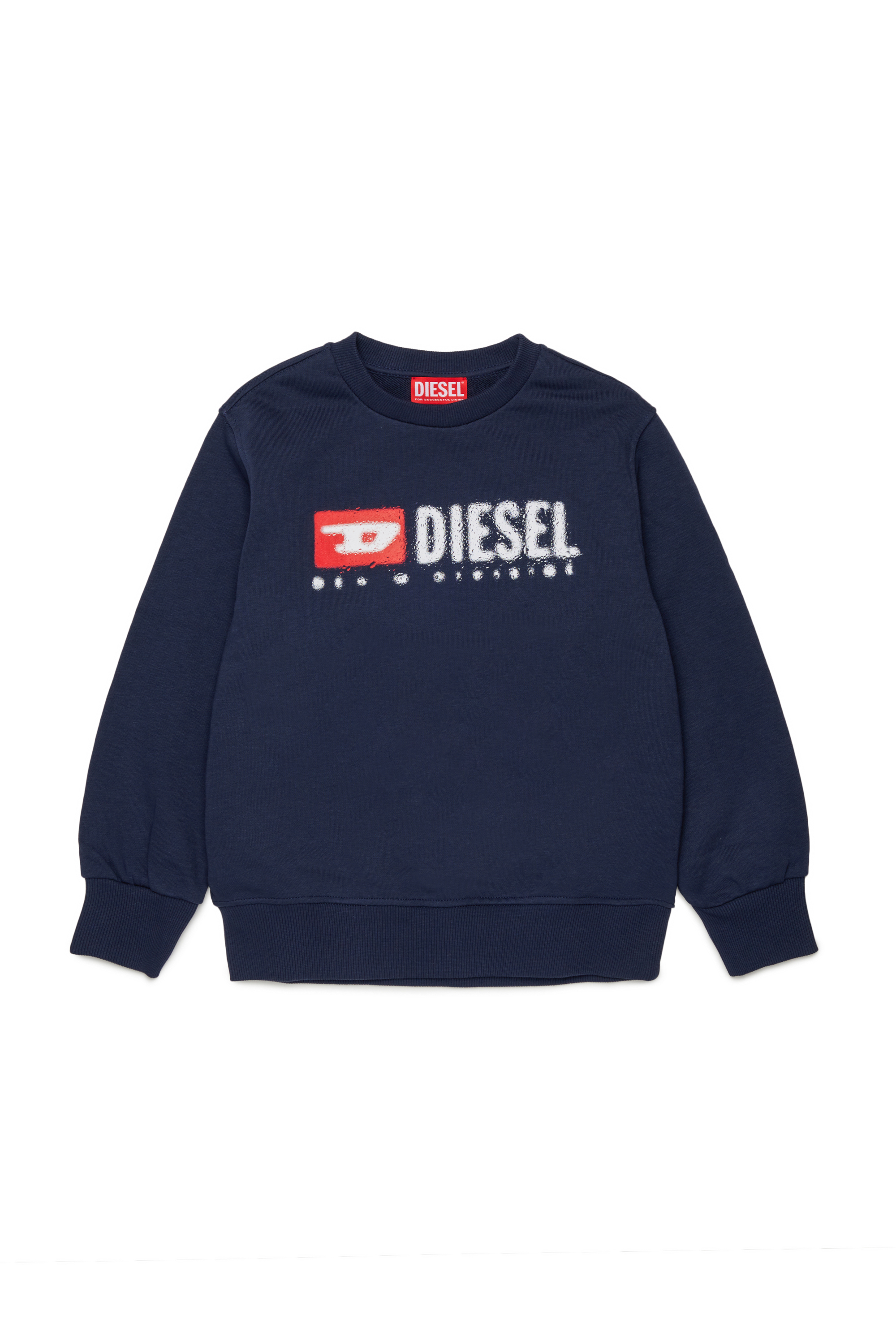 Diesel - SDROPS OVER, Sudadera de algodón con logo Hombre in Azul marino - 1