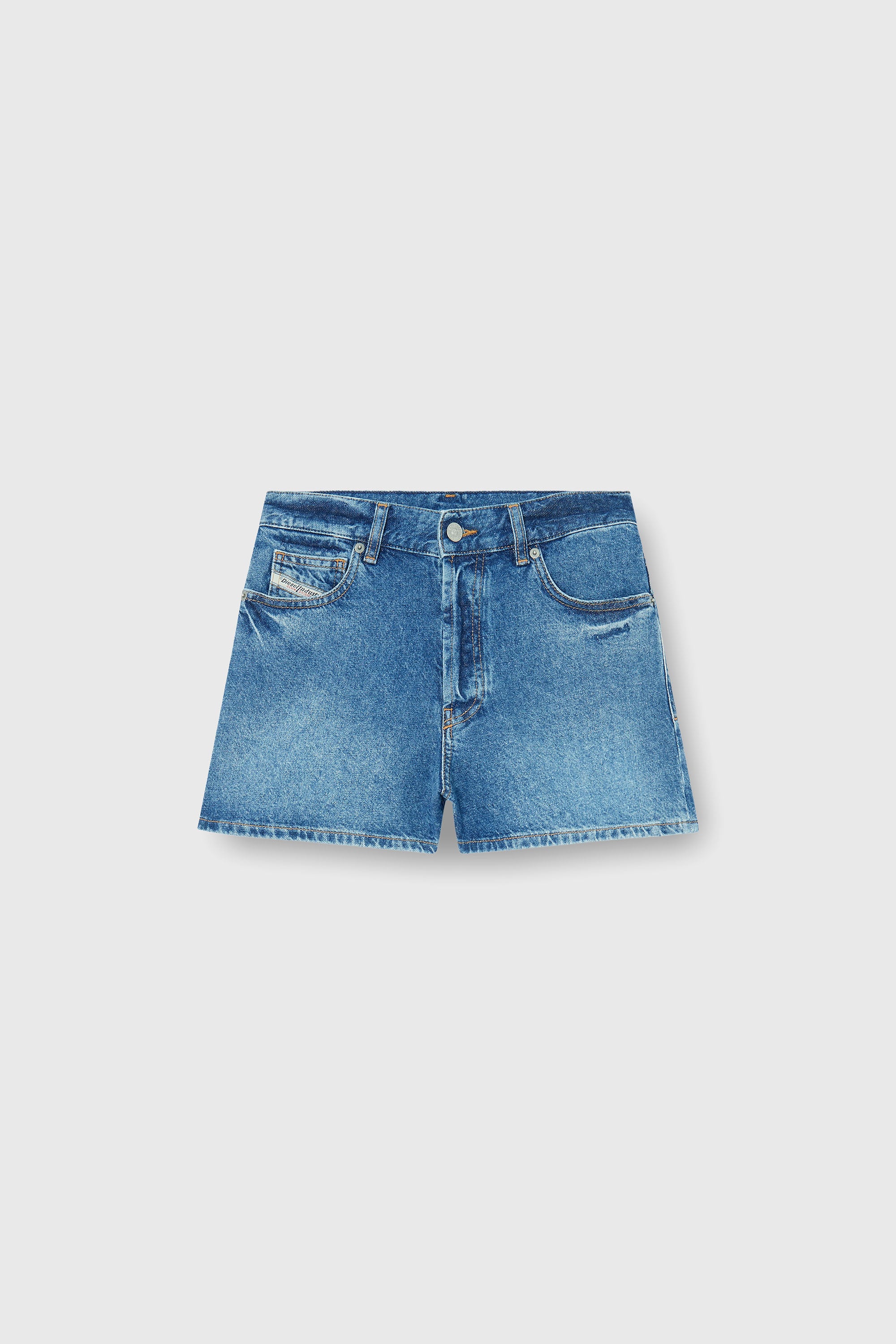 Diesel - DE-HELIOS, Pantalones cortos vaqueros en denim desgastado Mujer in Azul marino - 2