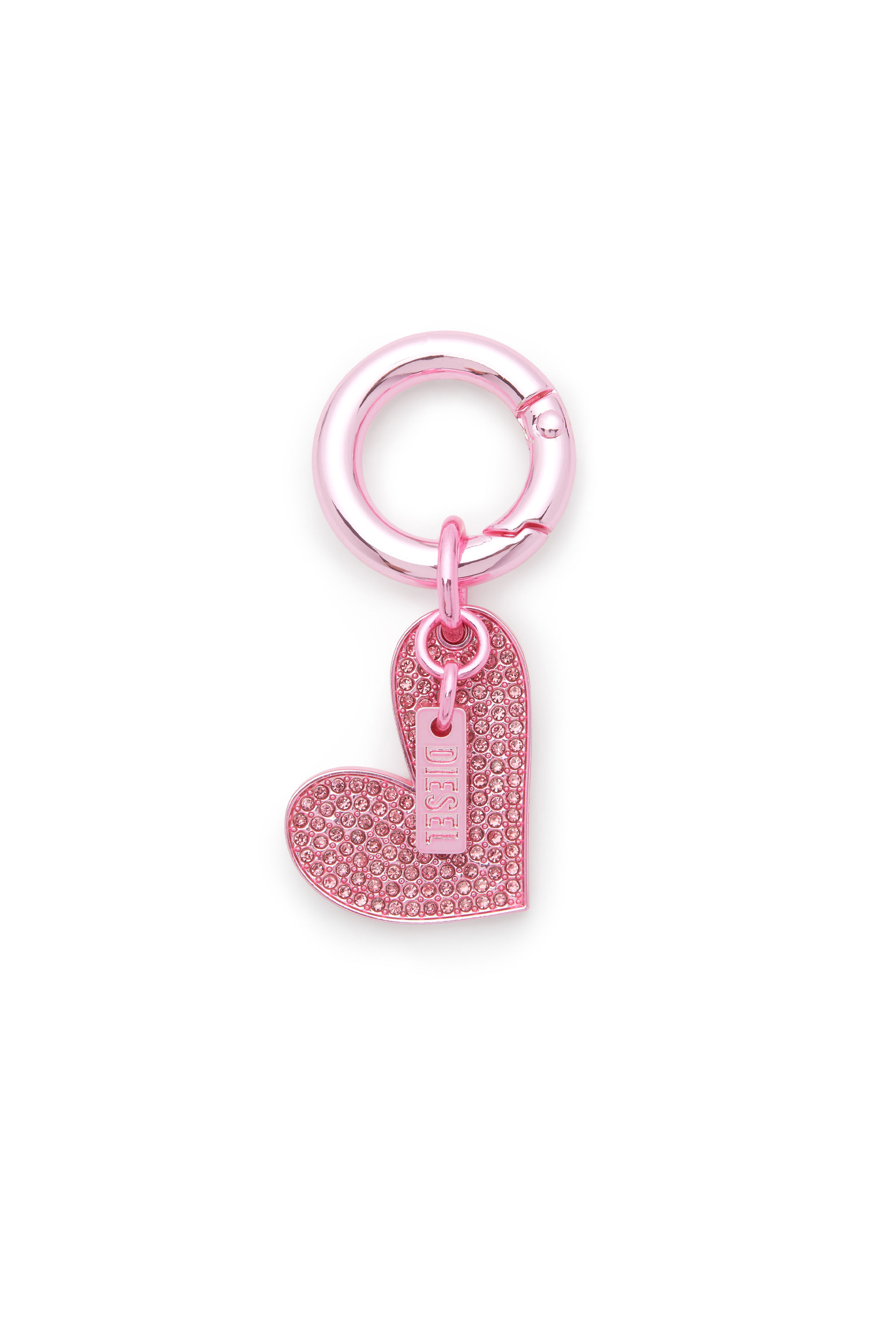 Diesel - CHARM-HEART, Colgante de corazón de metal con pedrería Mujer in Rosa - 1